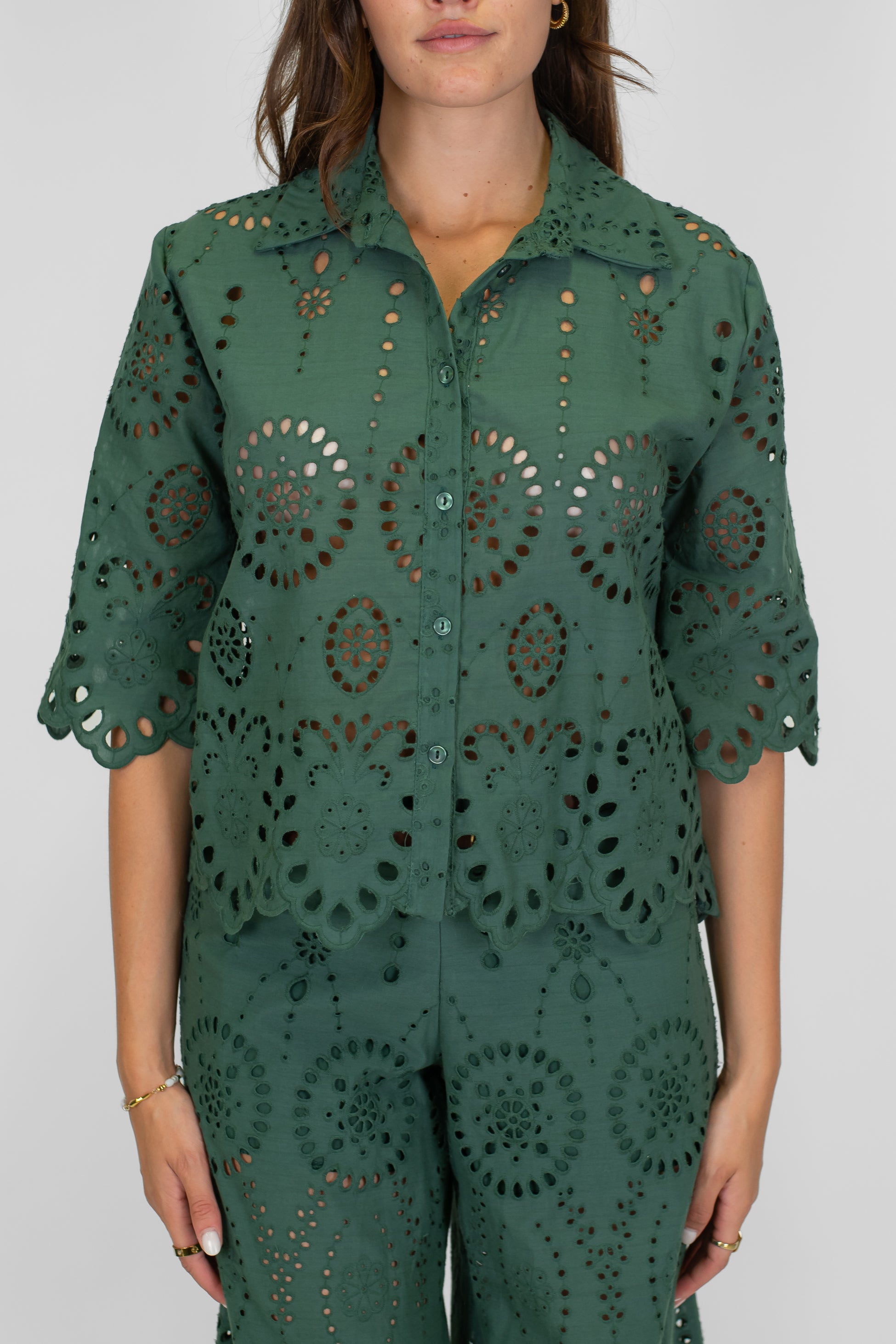 Tensione in - Camicia in pizzo san gallo manica 3/4