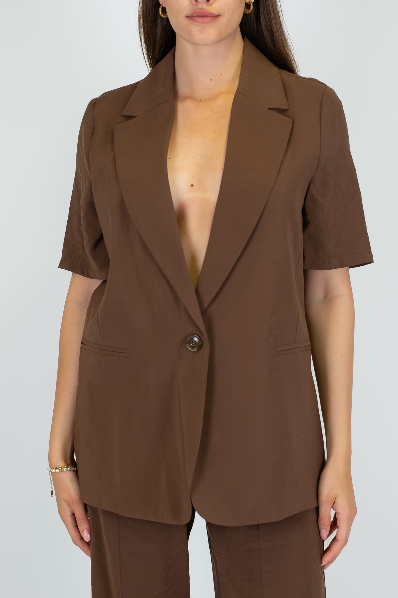 Haveone - Giacca monopetto mezza manica in modal