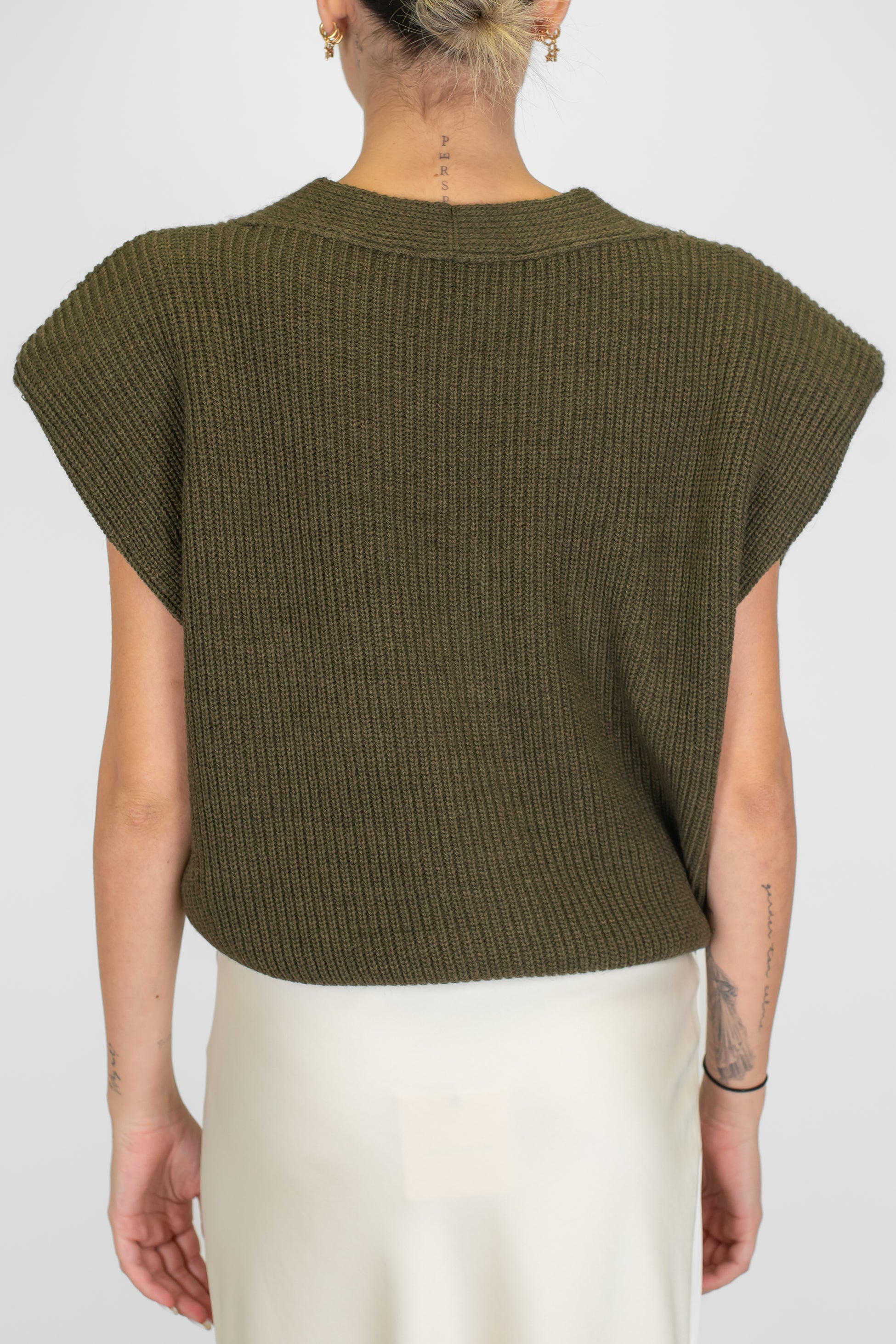 Haveone - Gilet in maglia a costine in misto lana con spalline