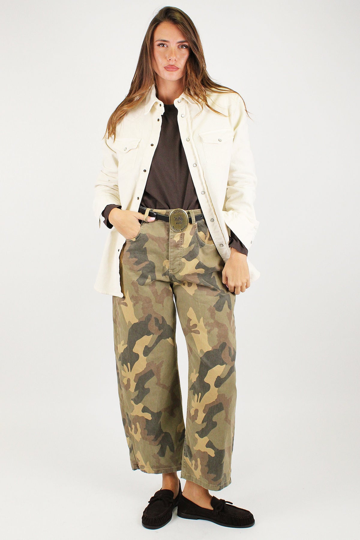 Tensione in - Pantalone balloon crop fantasia camouflage
