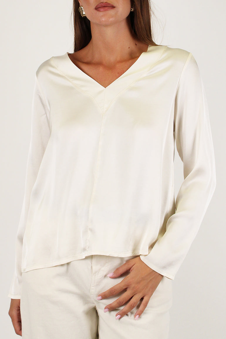 Haveone - Blusa manica lunga scollo a V in viscosa