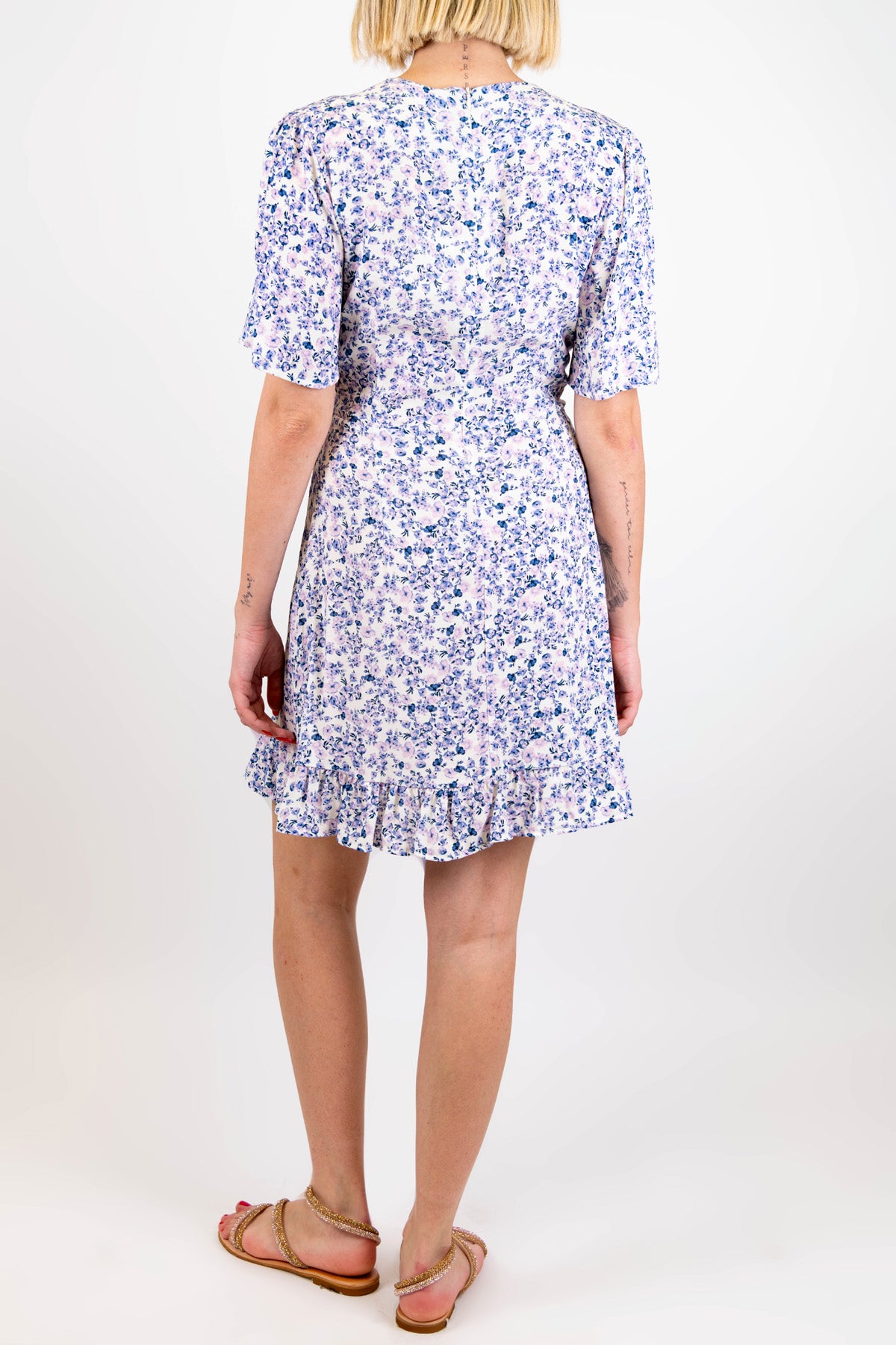 Tensione in - Abito corto mezzamanica fantasia provenzale in viscosa