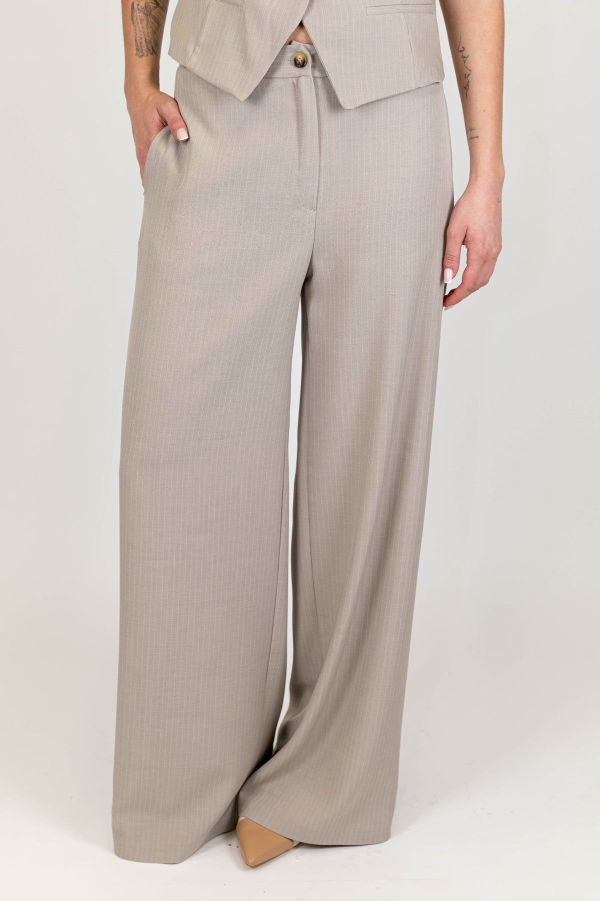 Haveone - Pantalone palazzo gessato