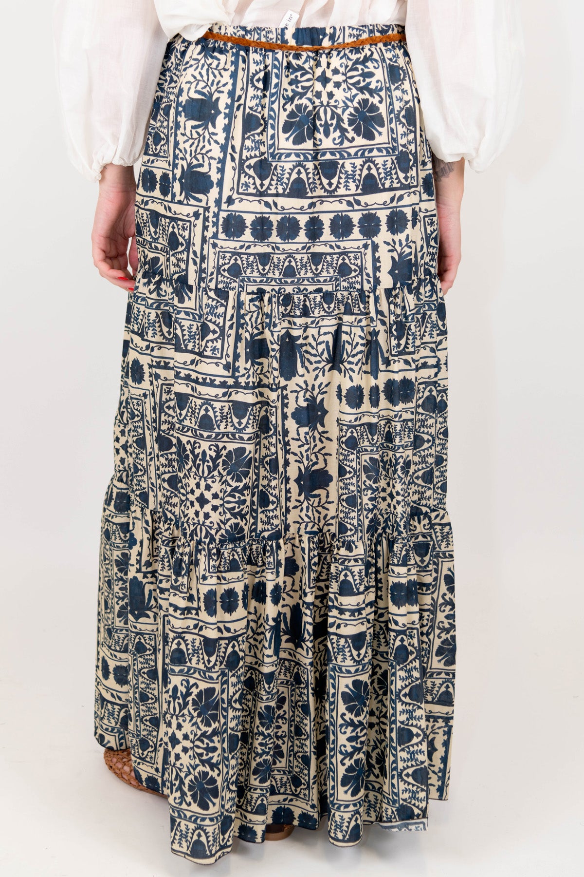 Tensione in - Gonna fantasia floreale astratta in mussola di cotone con elastico in vita