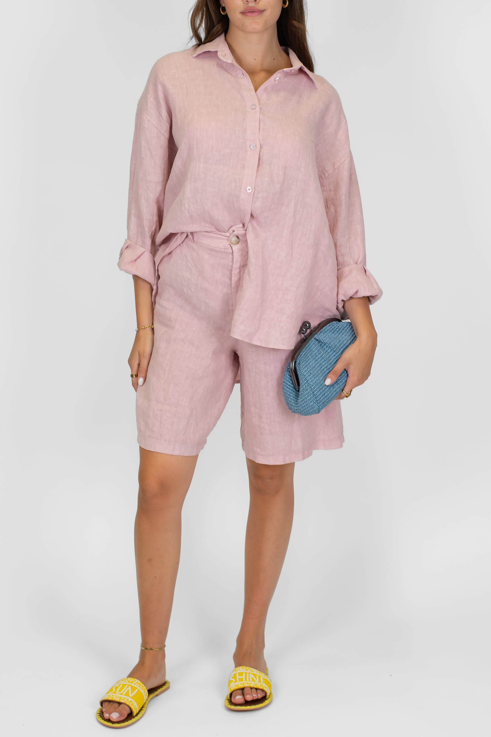 Haveone - Bermuda in puro lino con elastico sul retro