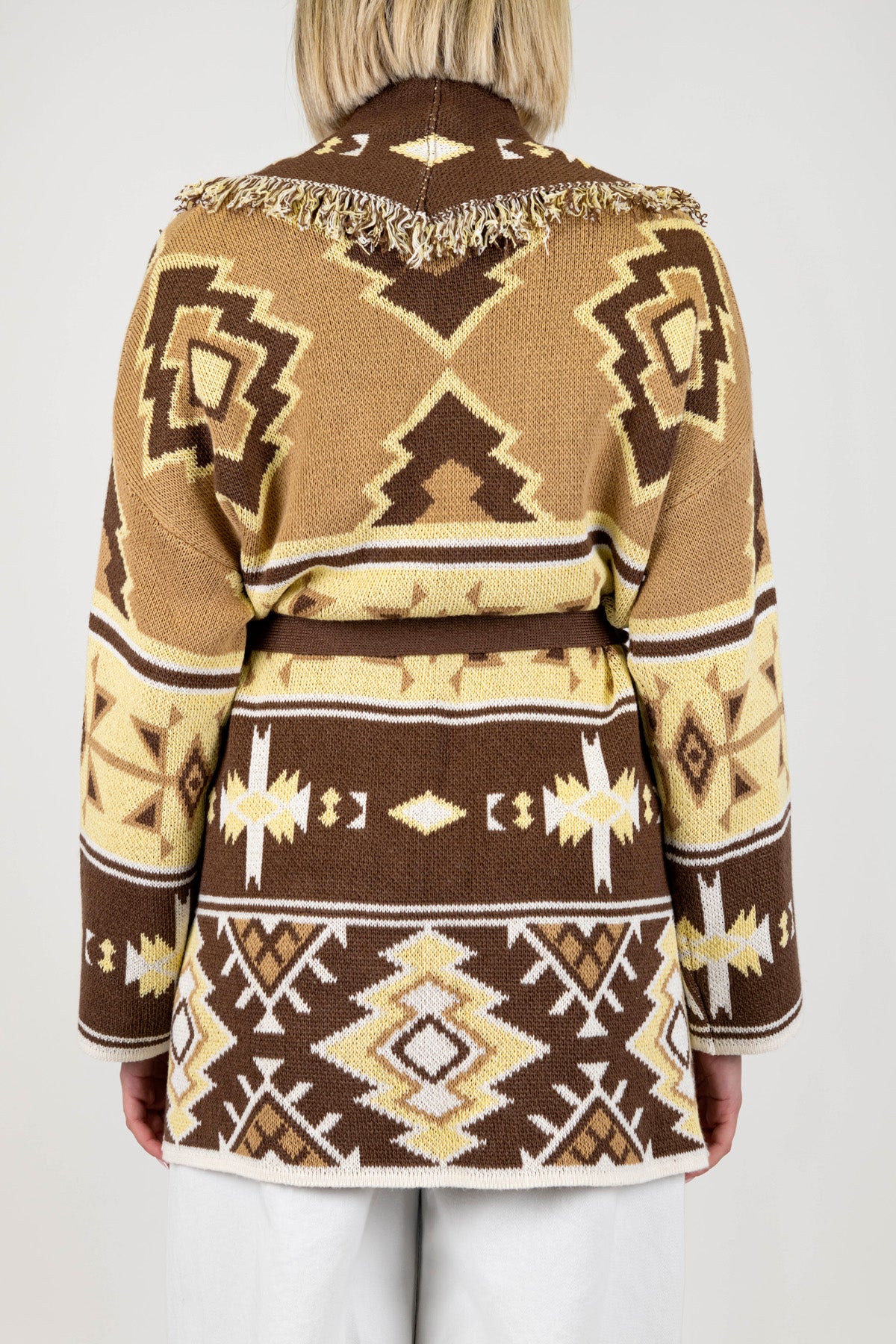 Haveone - Cardigan fantasia astratta con profilo frange