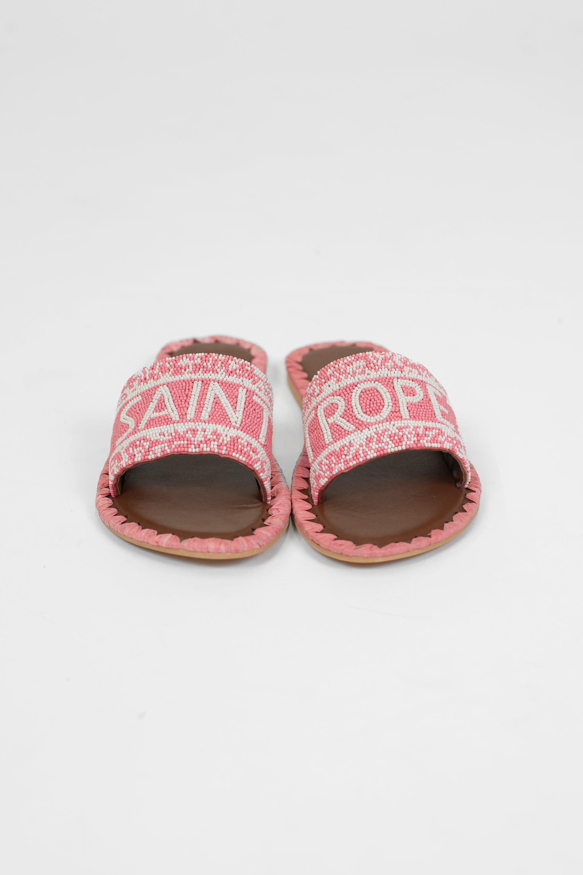 Mosaic - Ciabattina con fascia decorata da perline con scritta