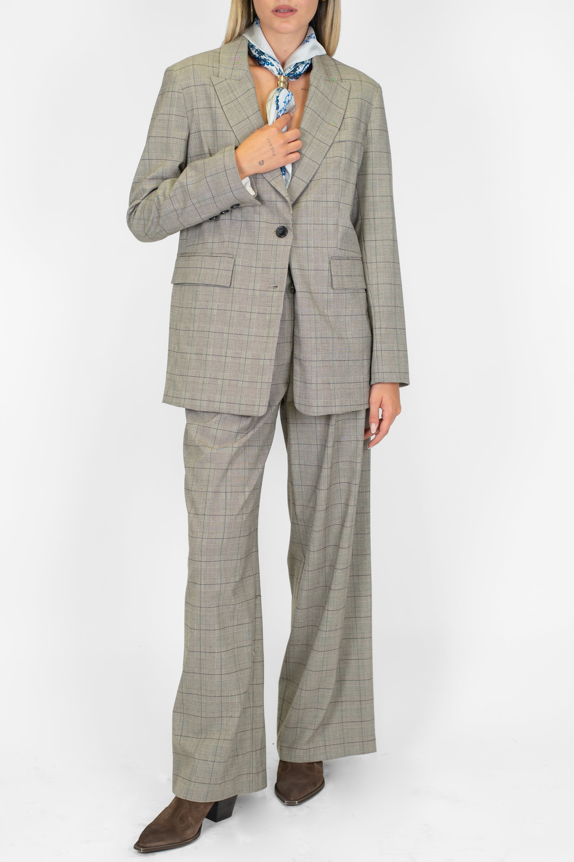 Motel - Pantalone palazzo fantasia principe di galles con pinces