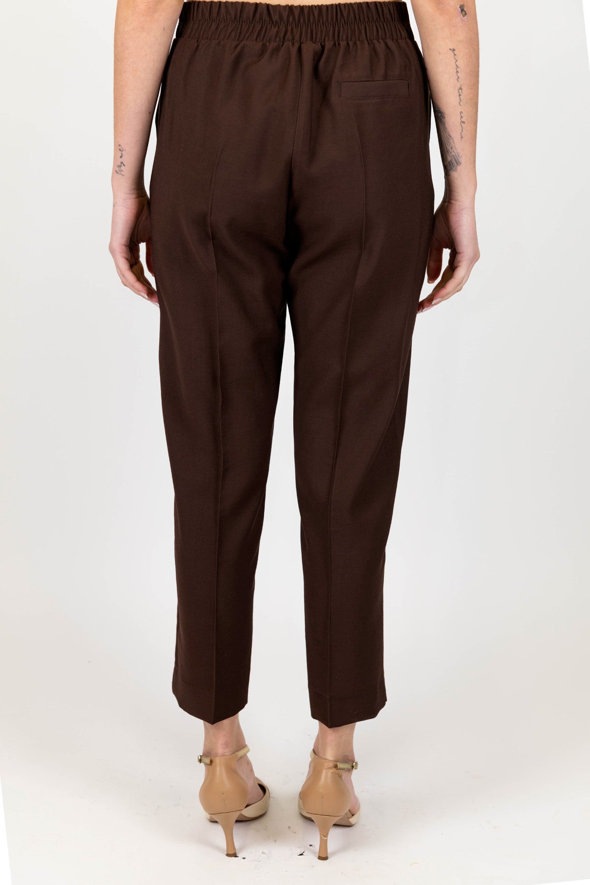 Maryley - Pantalone slim con elastico in vita
