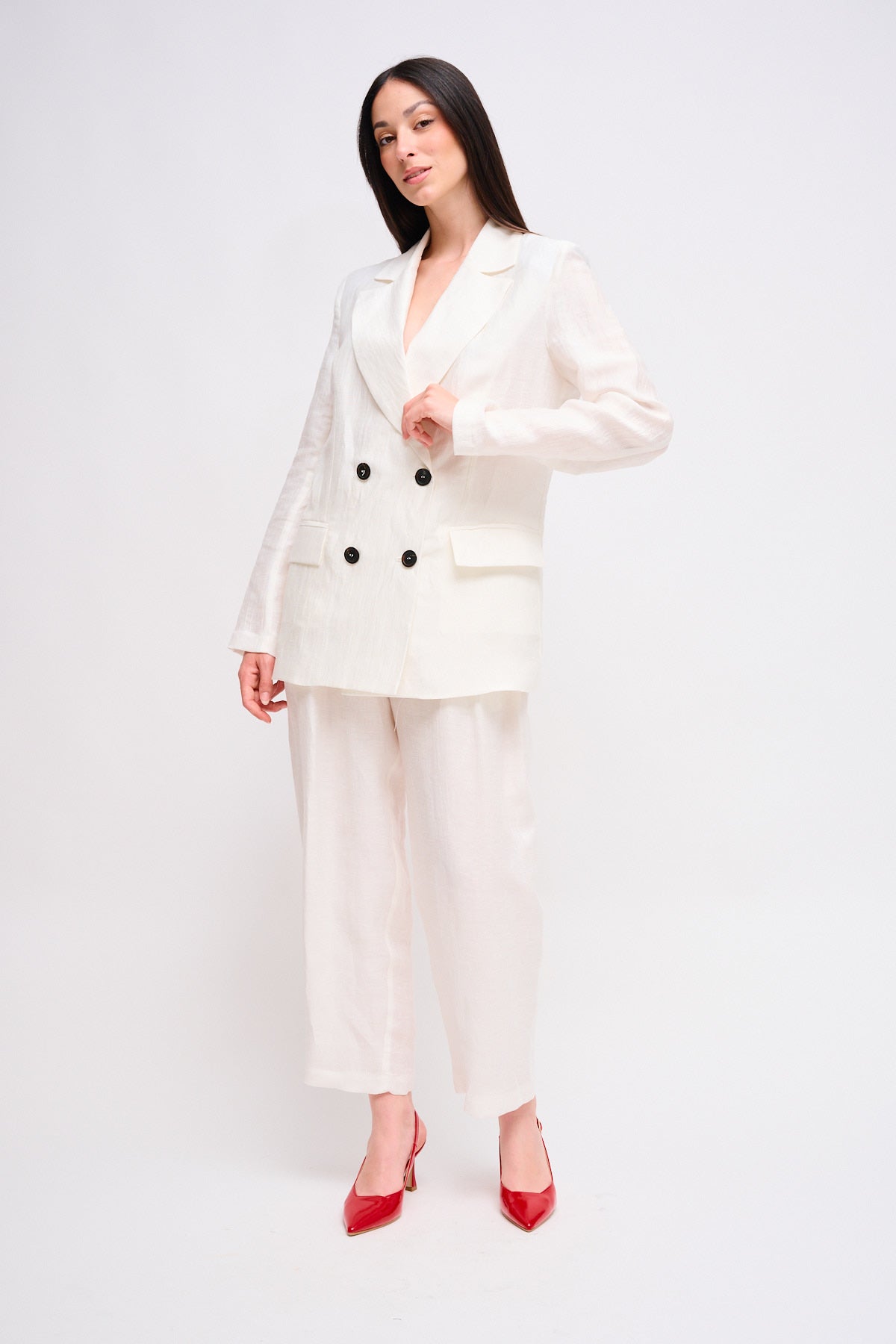 Maryley - Pantalone balloon con pinces in lino