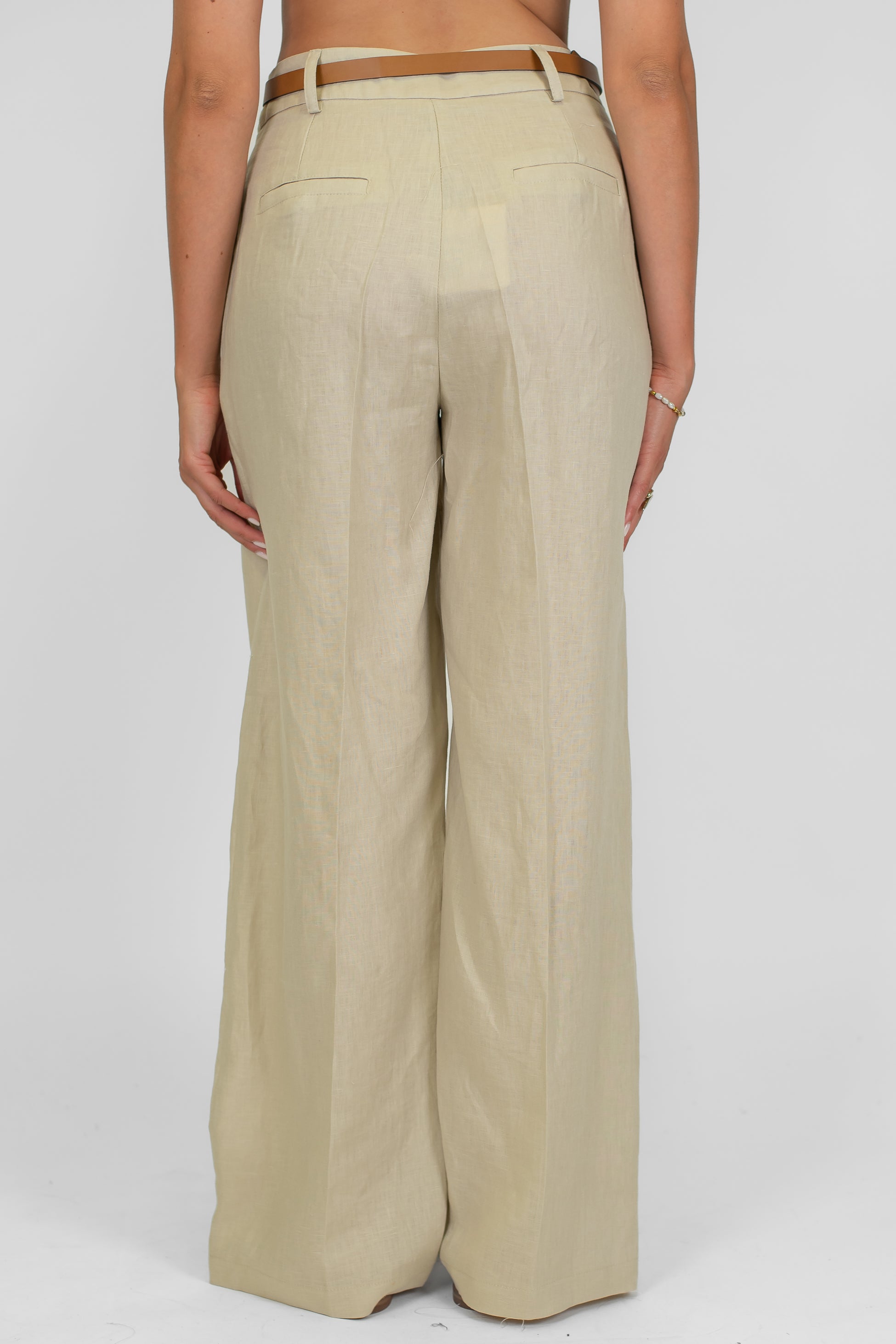 Tensione in - Pantalone palazzo in puro lino