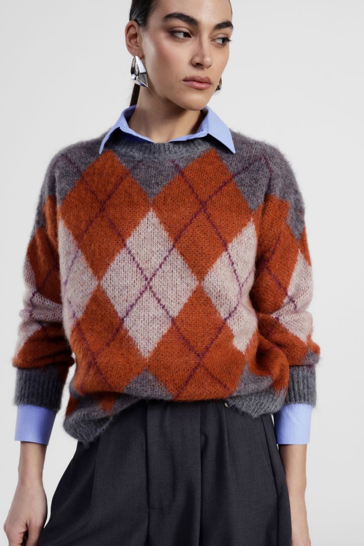 Dixie - Maglia girocollo fantasia rombi