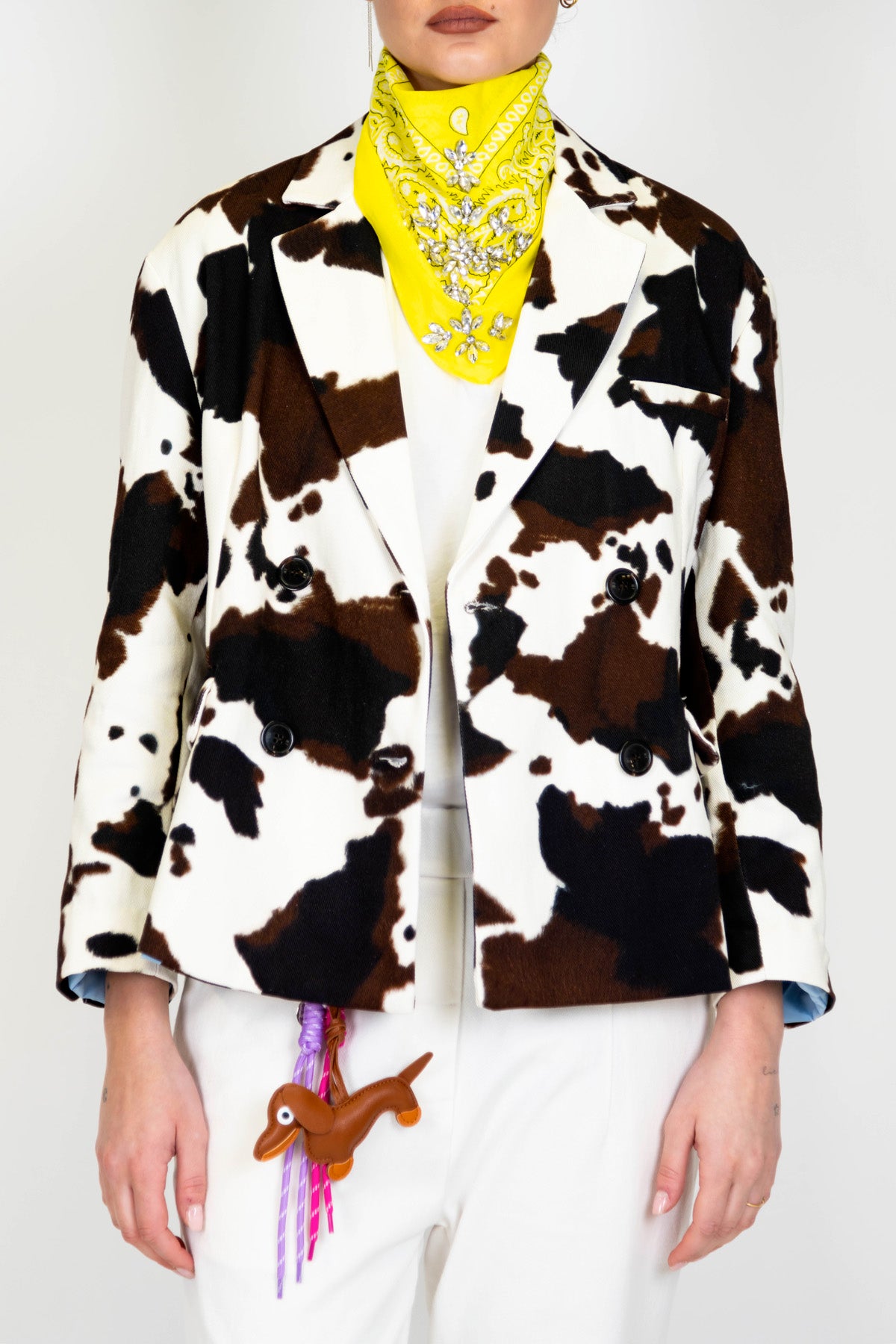 Maryley - Trench doppiopetto denim fantasia muccata