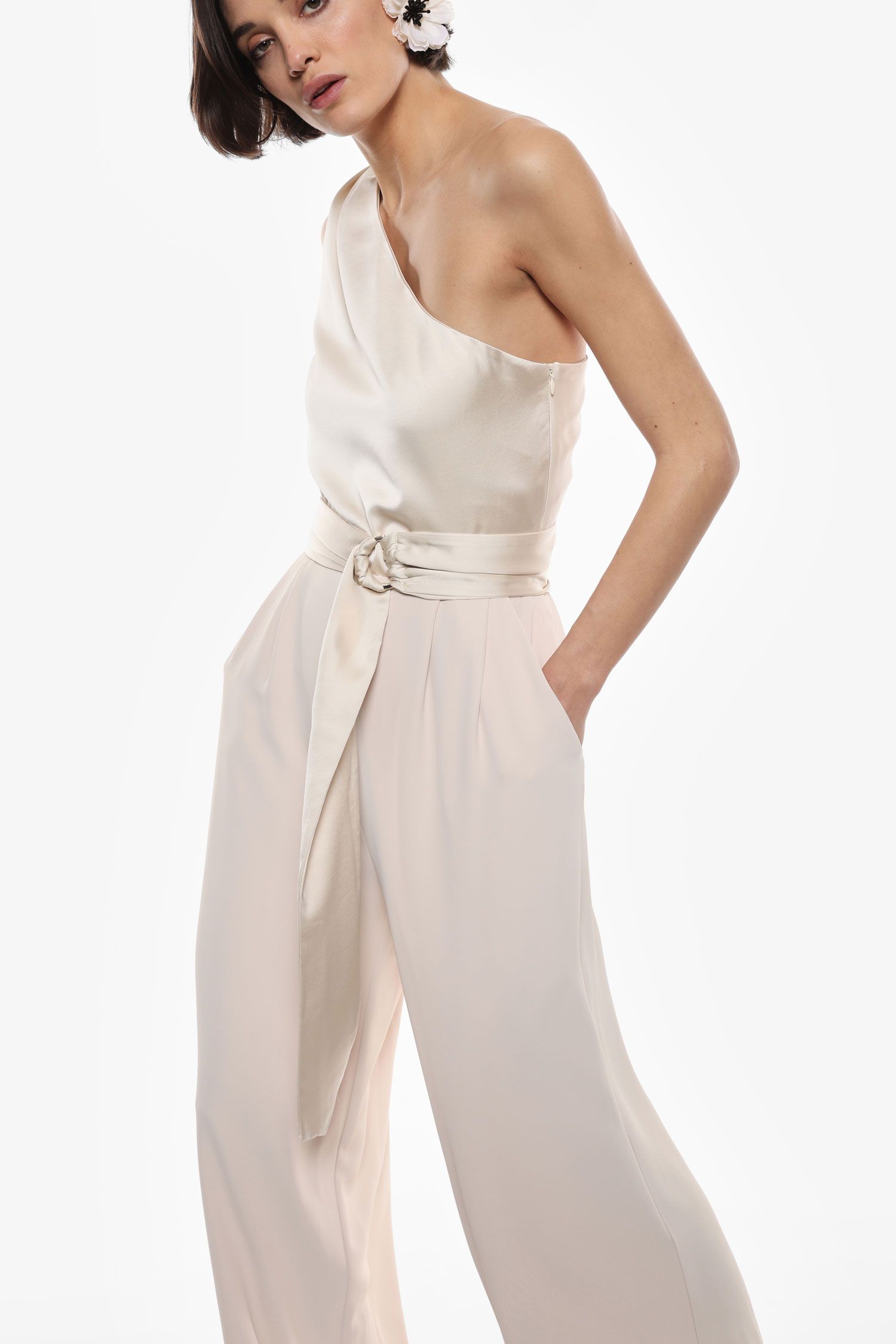 Imperial - Tuta monospalla in crepes con fusciacca