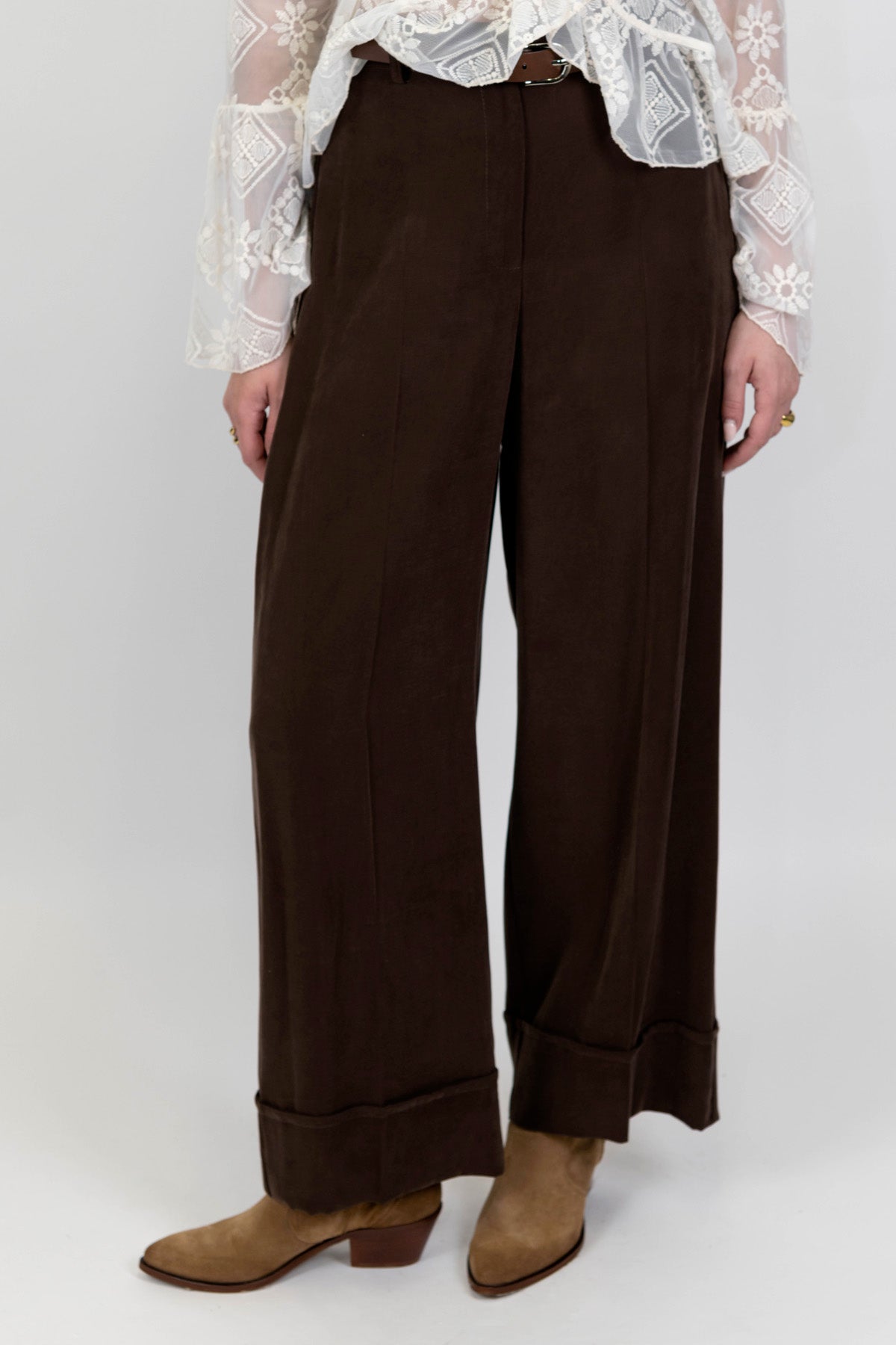 Motel - Pantalone palazzo con maxi risvolto sul fondo