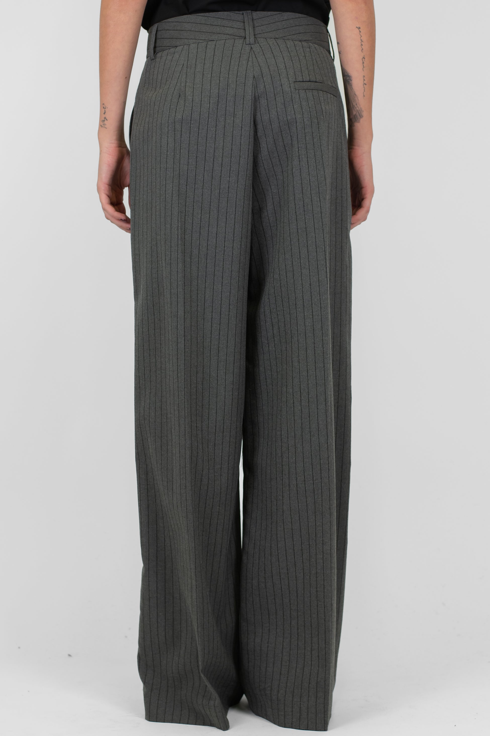 Dixie - Pantalone palazzo gessato con pinces