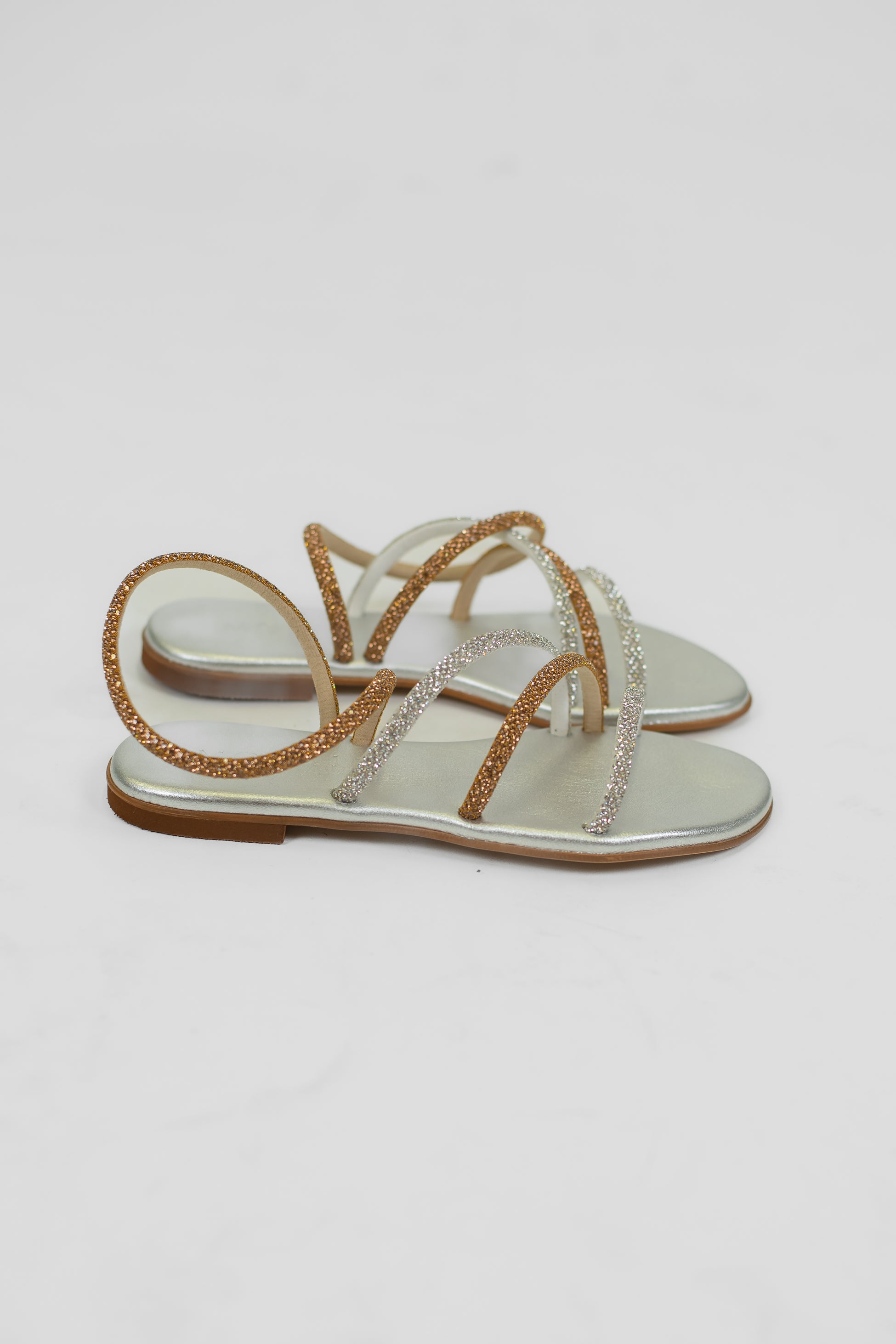 Mosaic - Sandalo con strass intrecciatoa due colori con sottopiede metallizzato