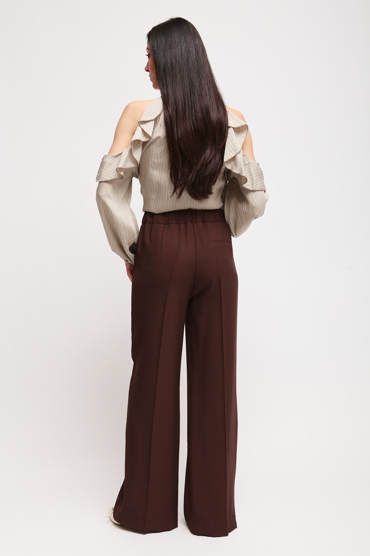 Maryley - Pantalone palazzo con elastico sul retro