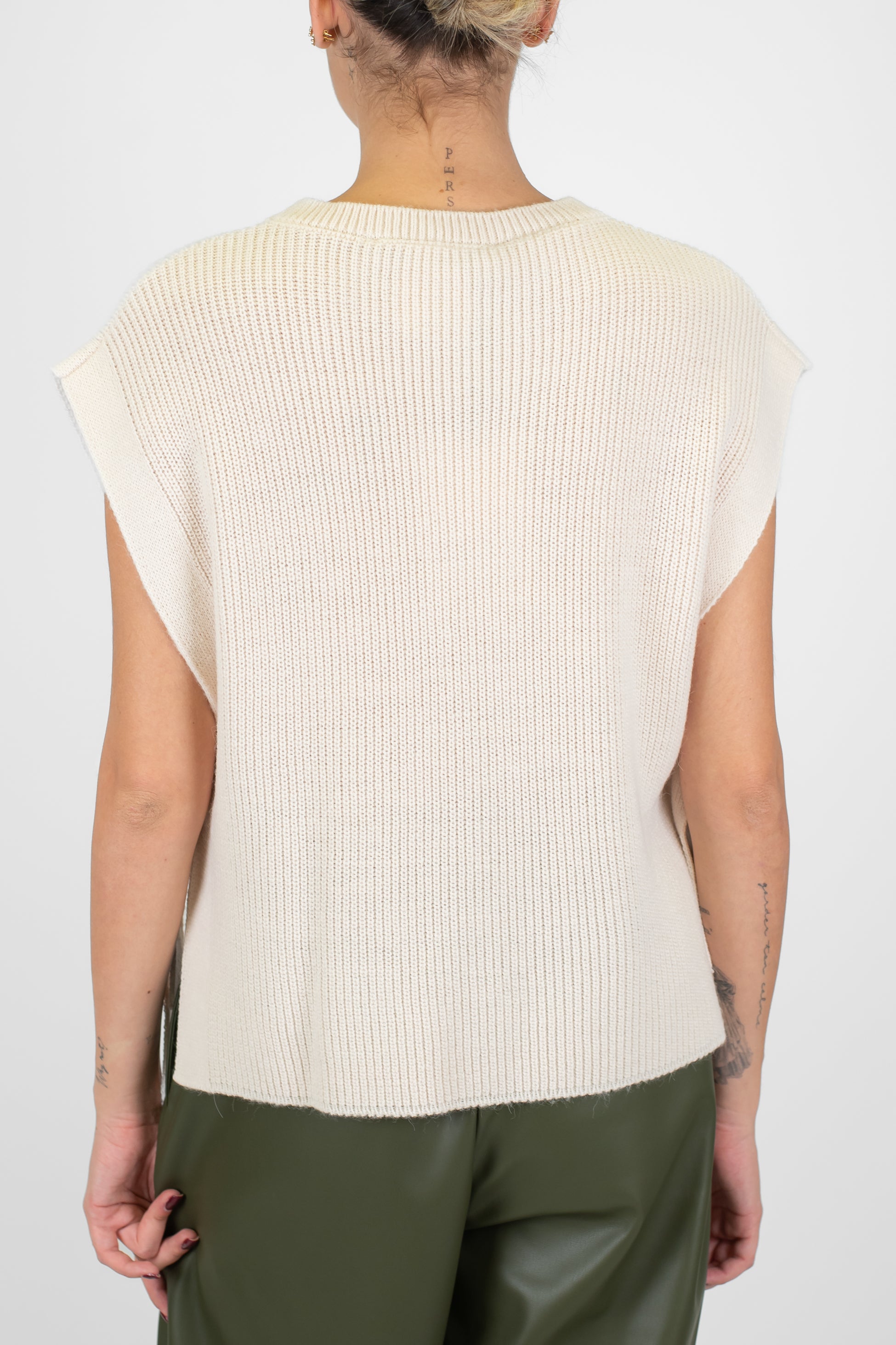 Haveone - Gilet in maglia a costine con fiocchi laterali