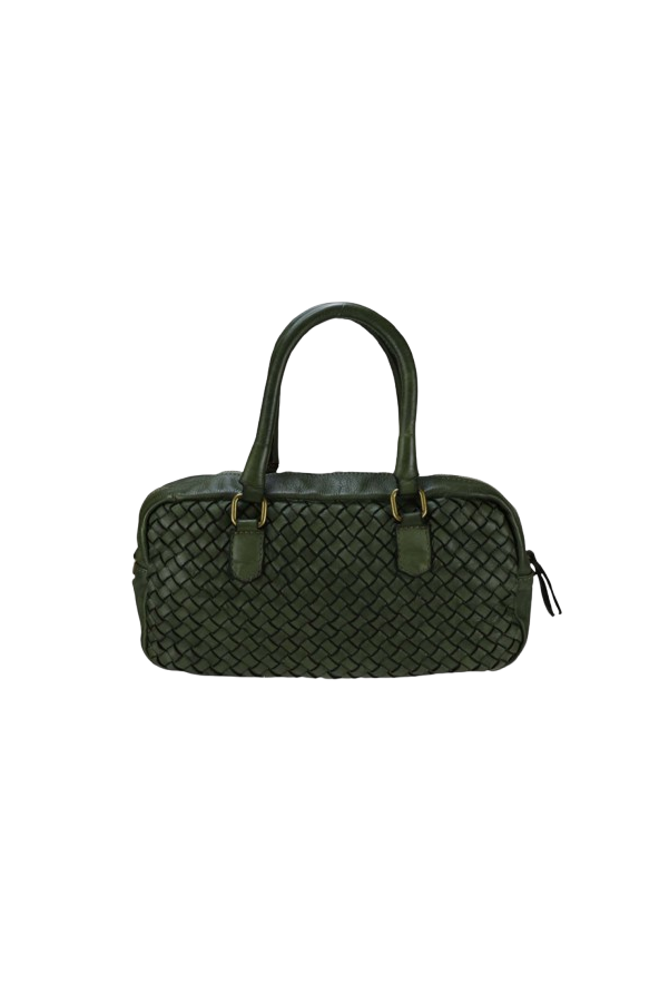 Borsa bauletto in vera pelle intrecciata