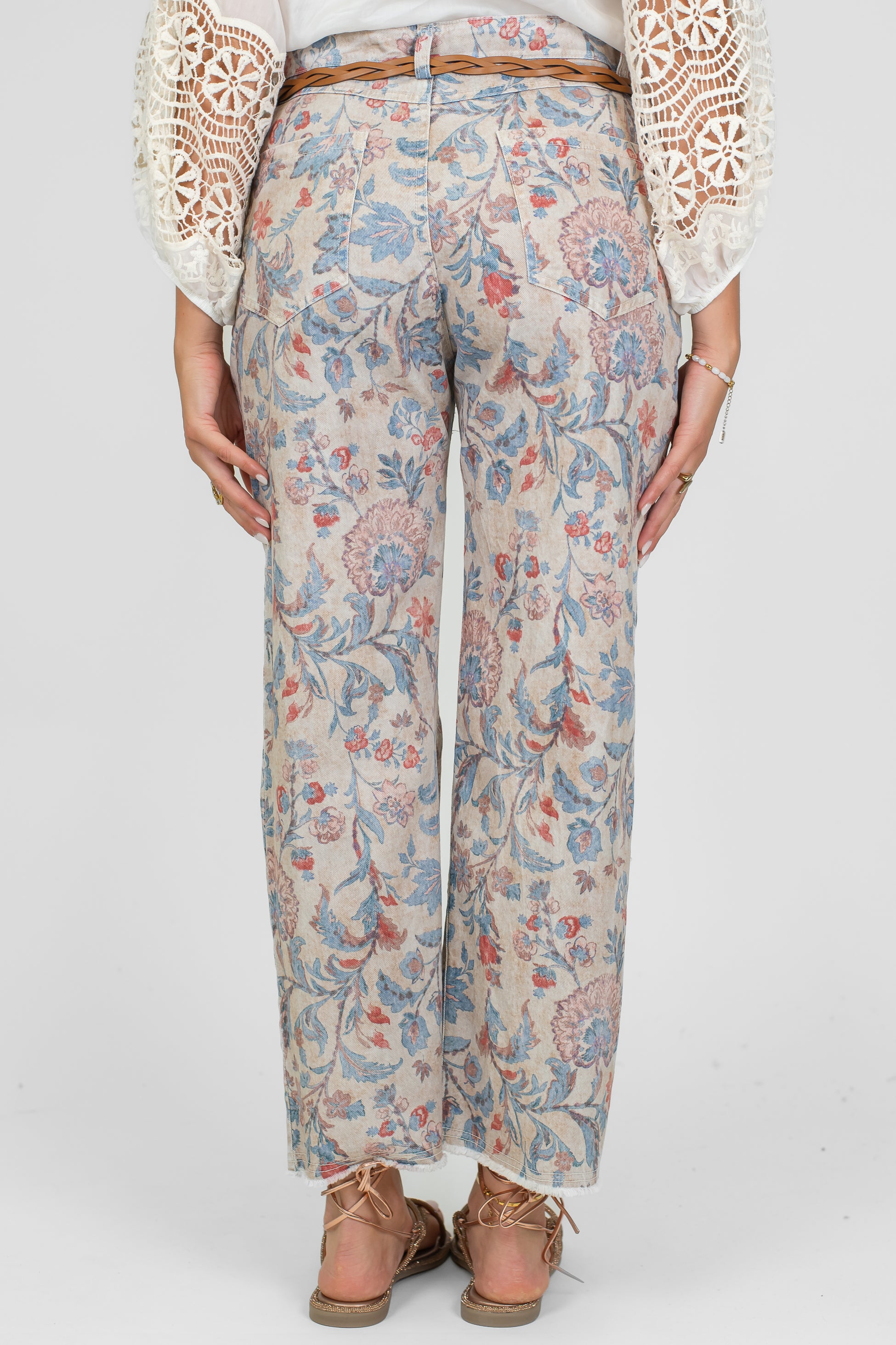 Tensione in - Pantalone fantasia floreale in denim