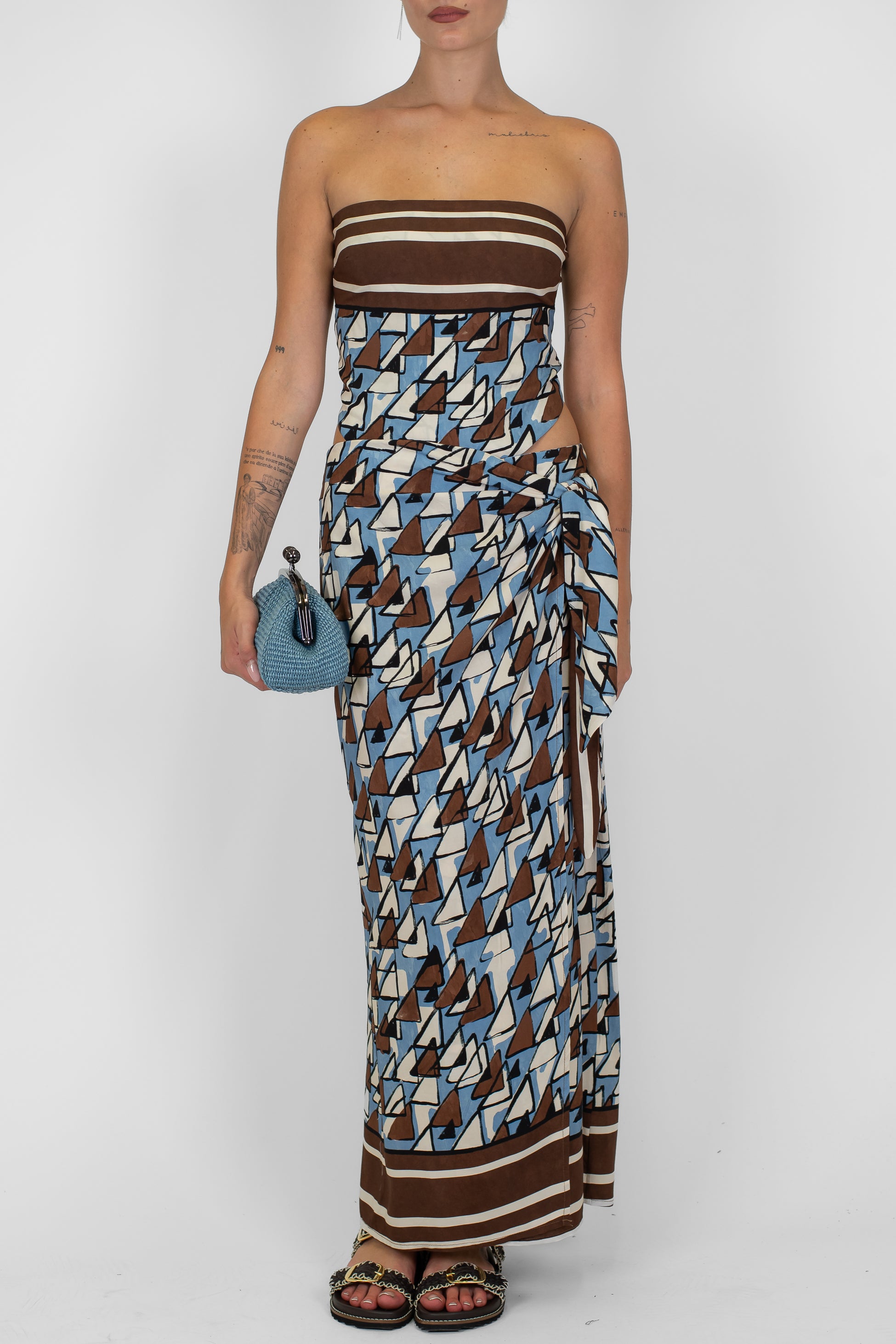 Tensione in - Gonna pareo a portafoglio fantasia astratta in viscosa