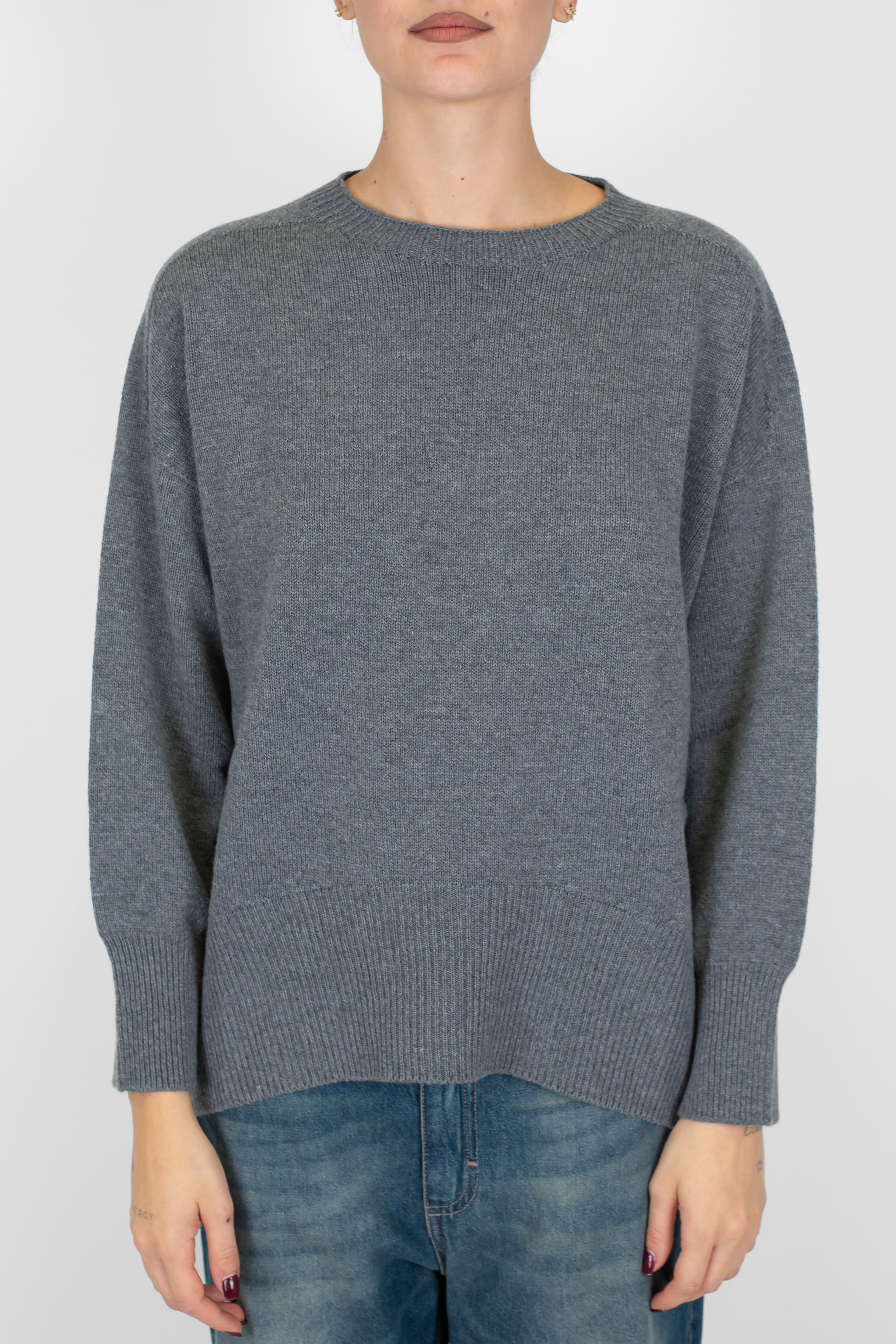 Tensione in - Maglia girocollo in misto cashmere con orlo stondato