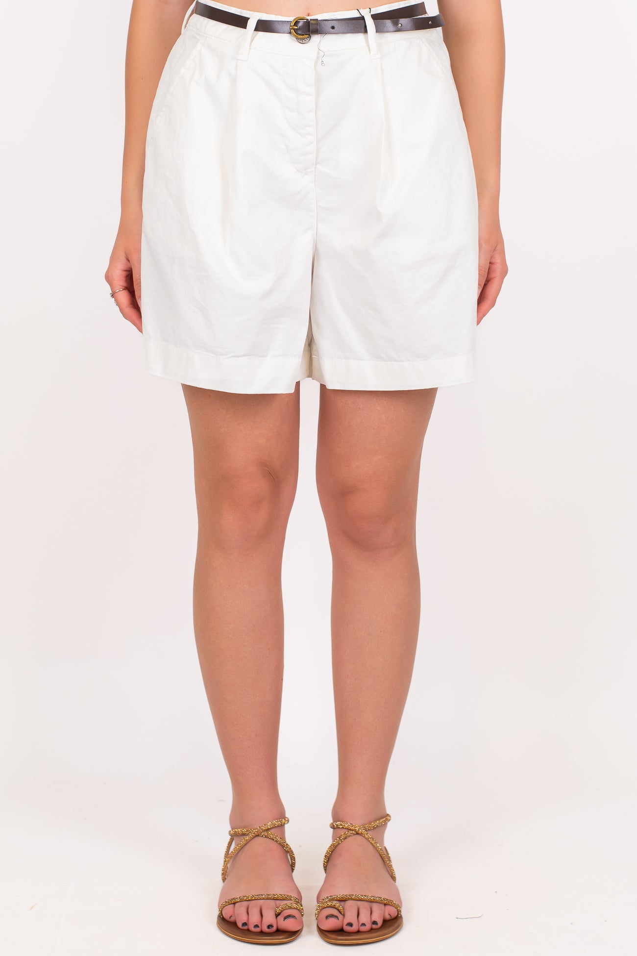 Dixie - Bermuda in cotone con pinces ed elastico sul retro