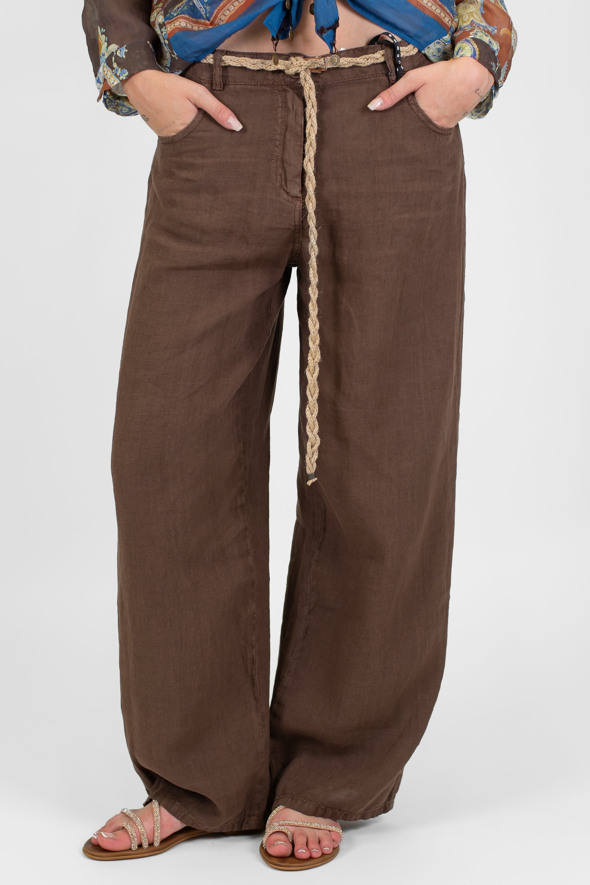 Haveone - Pantalone regular in puro lino