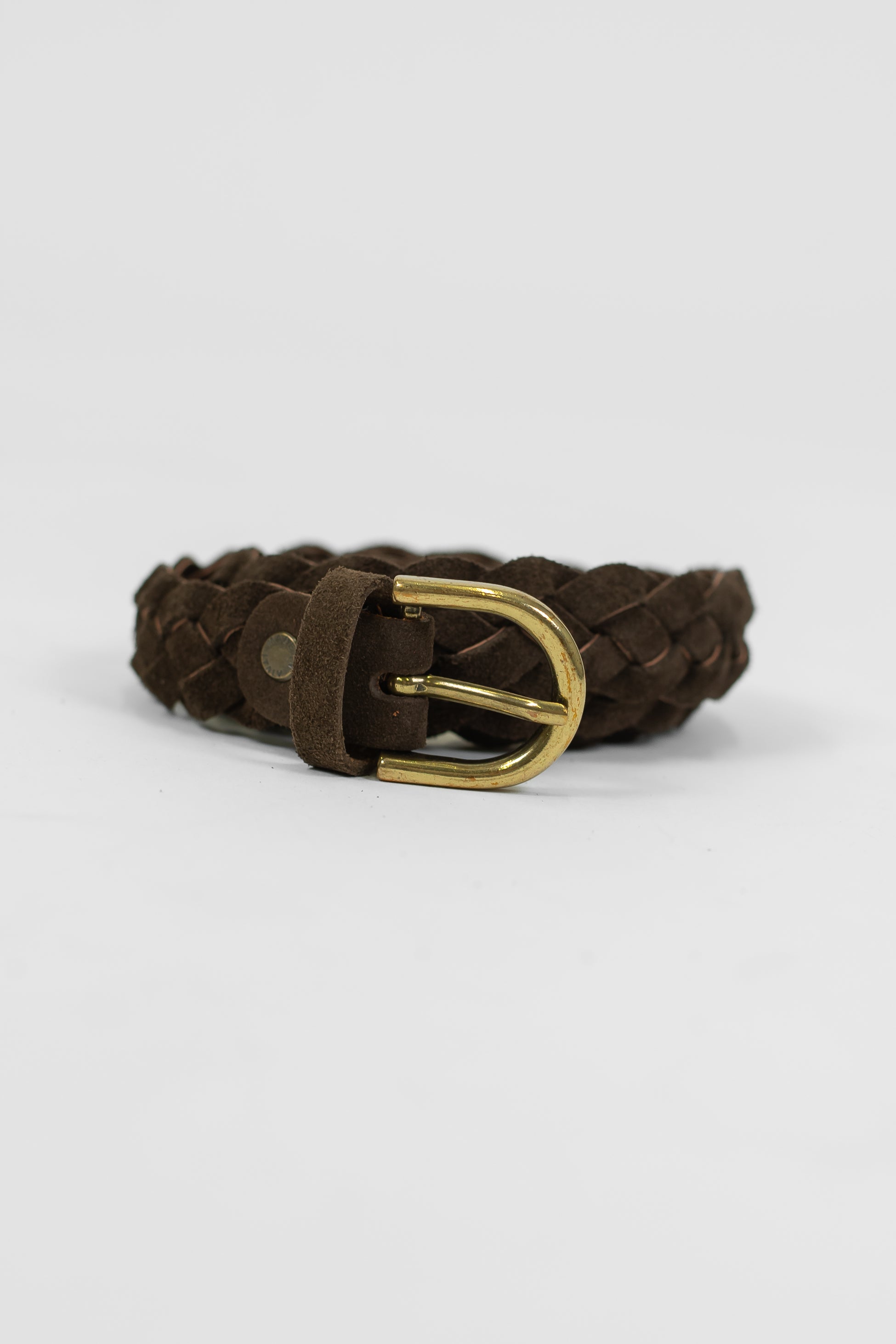 Haveone - Cintura in pelle intrecciata scamosciata con fibbia in acciaio e applicazioni