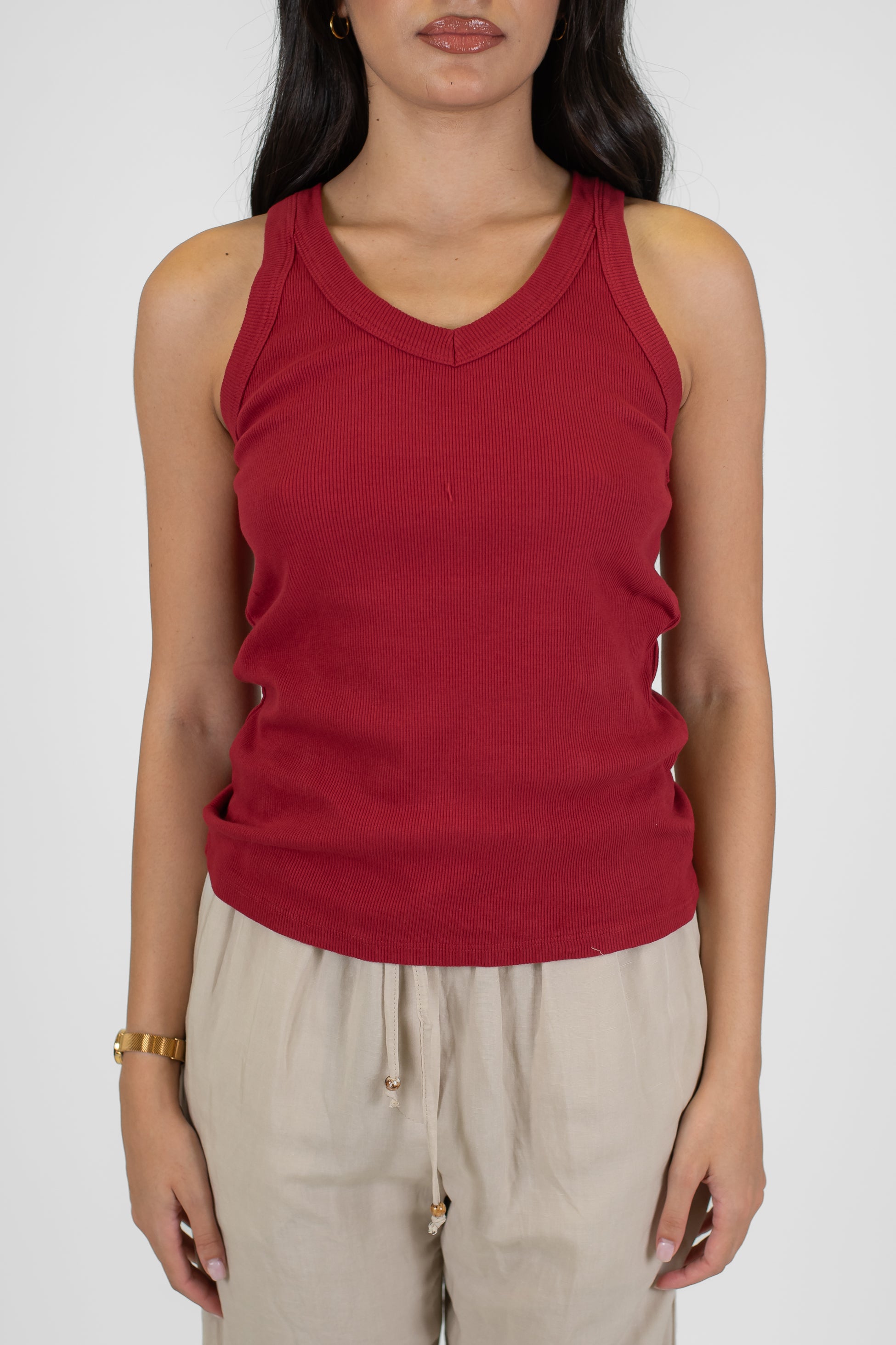 Tensione in - Canotta a costine in cotone