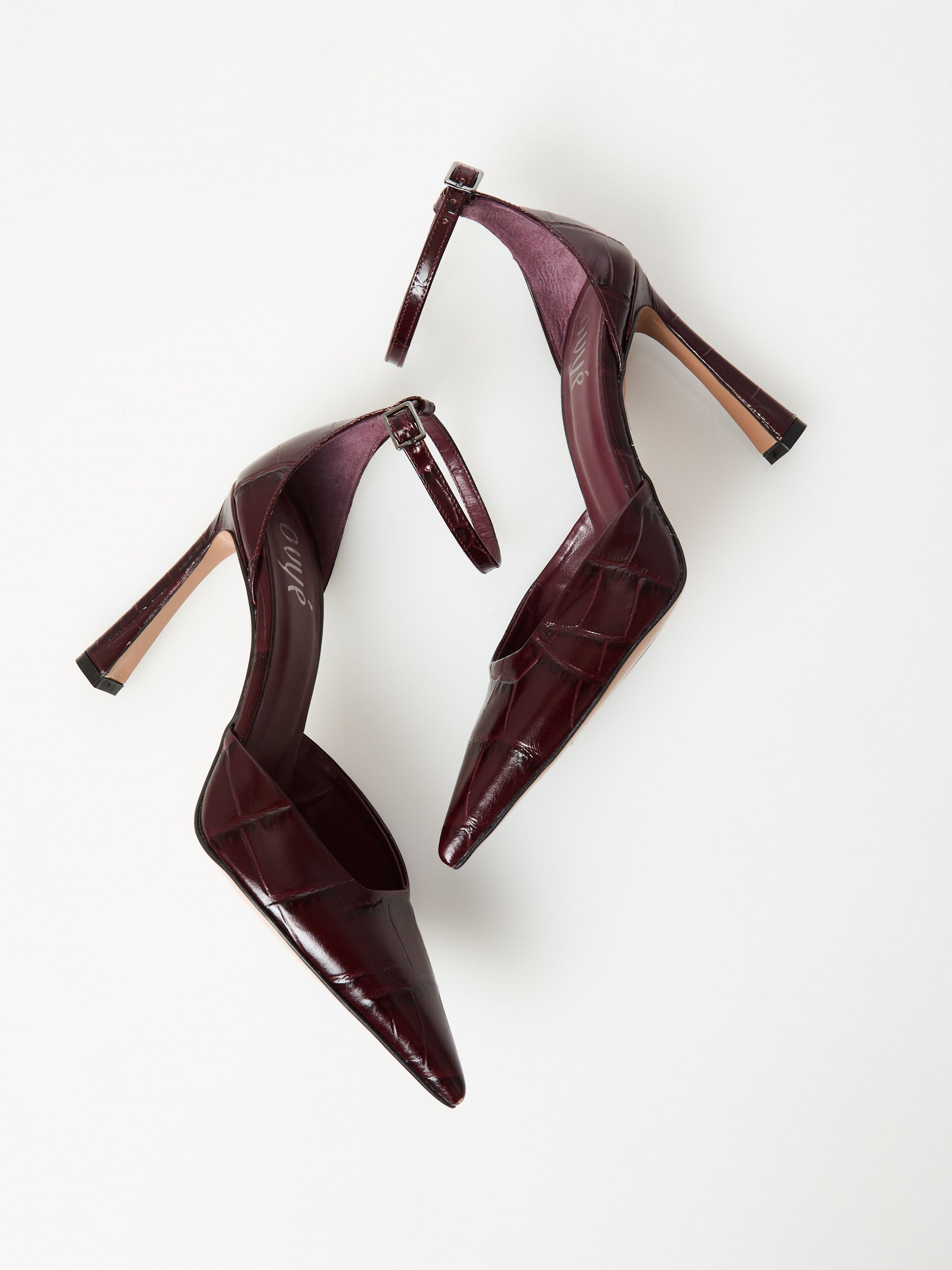 Ovyé - Décolleté in pelle Made in Italy stampa cocco con cinturino alla caviglia