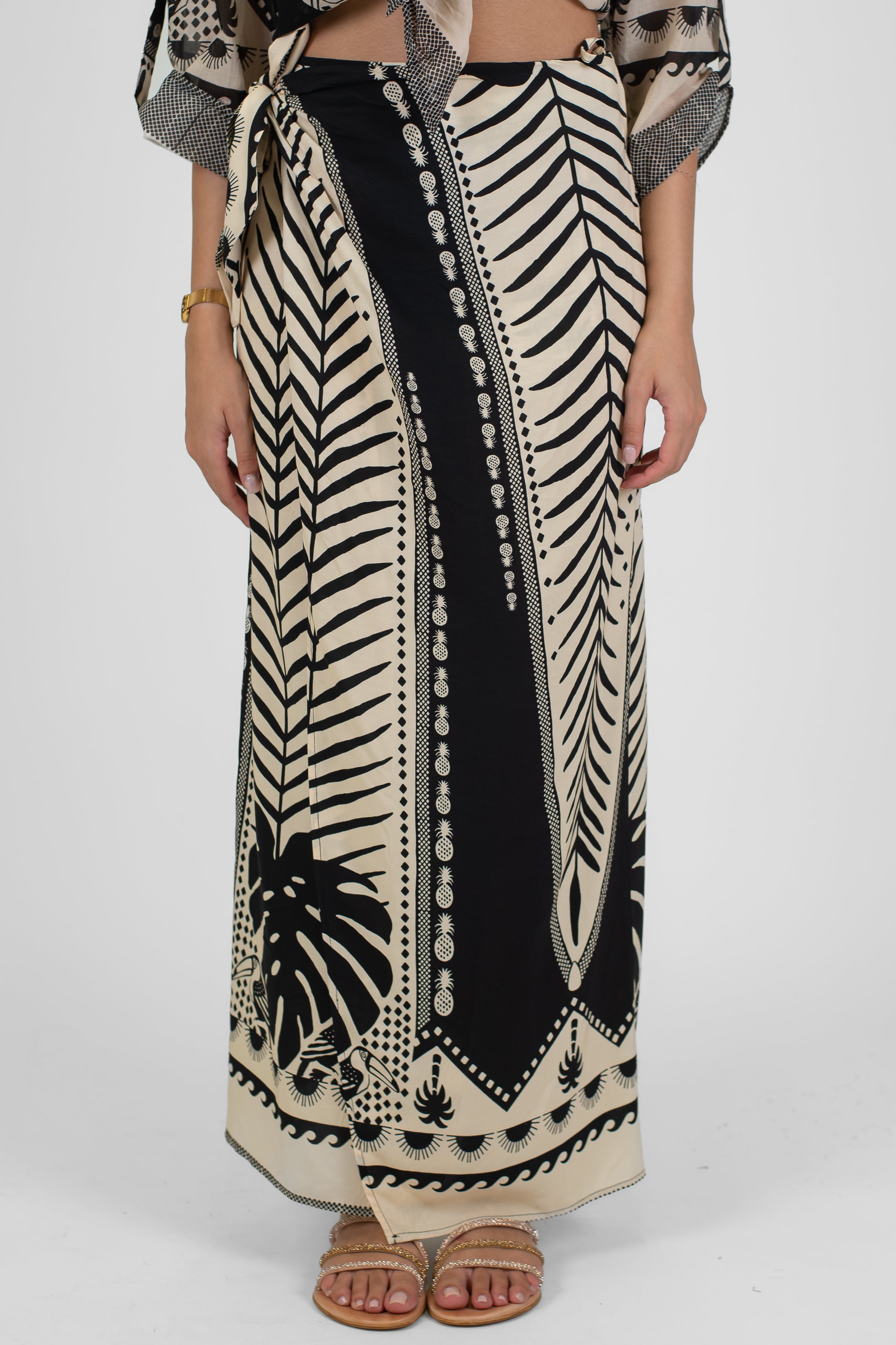 Haveone - Gonna a portafoglio fantasia astratta in viscosa