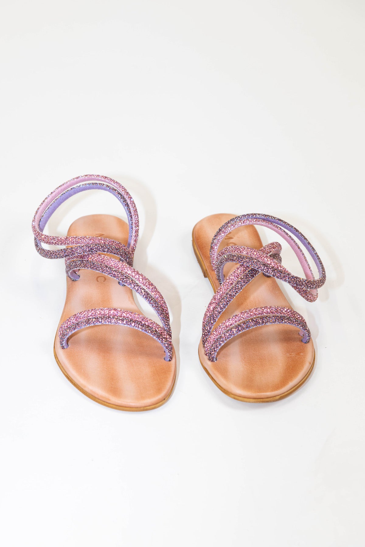 Mosaic - Sandalo strass con doppia fascia bicolore