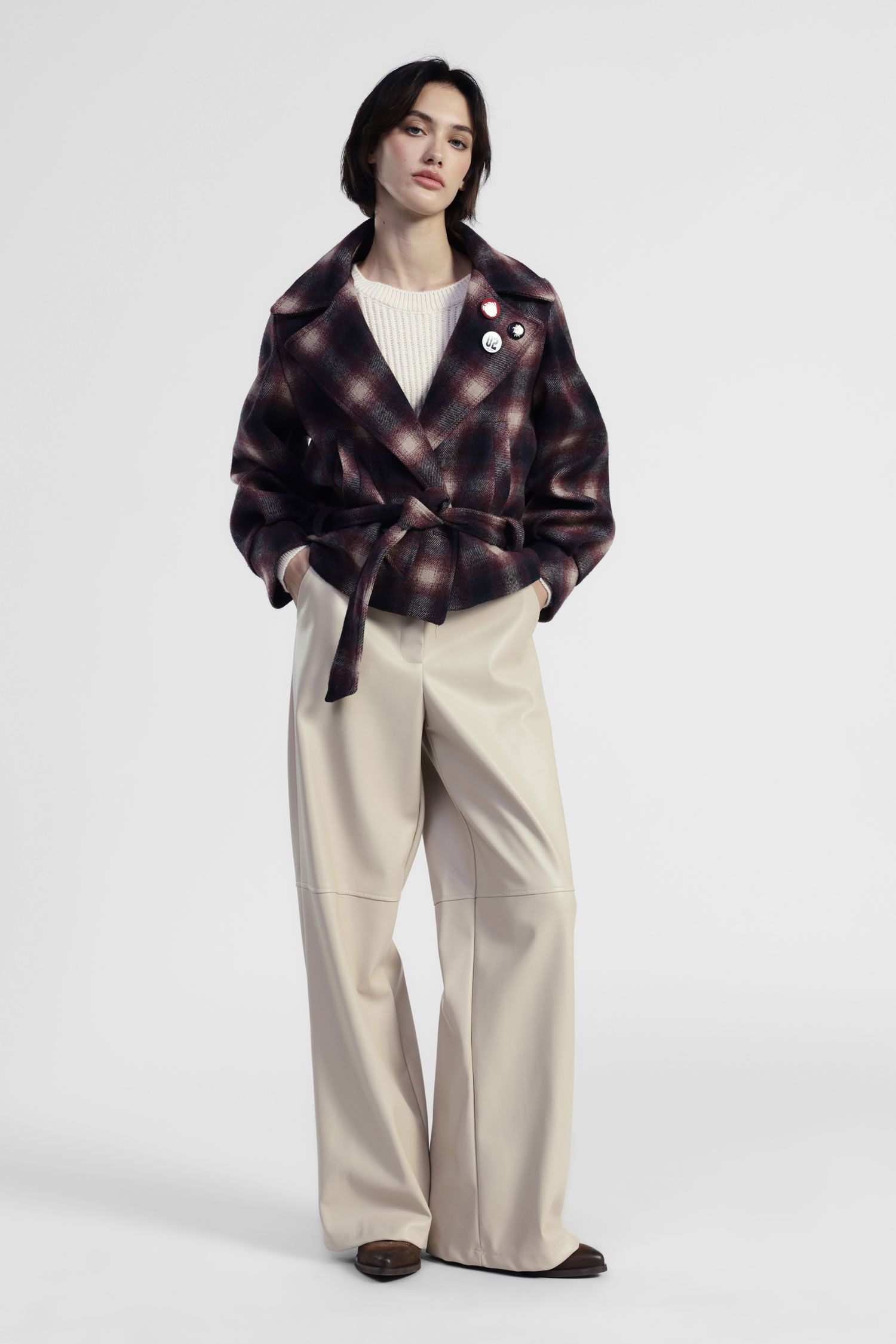 Dixie - Pantalone palazzo vita alta in ecopelle