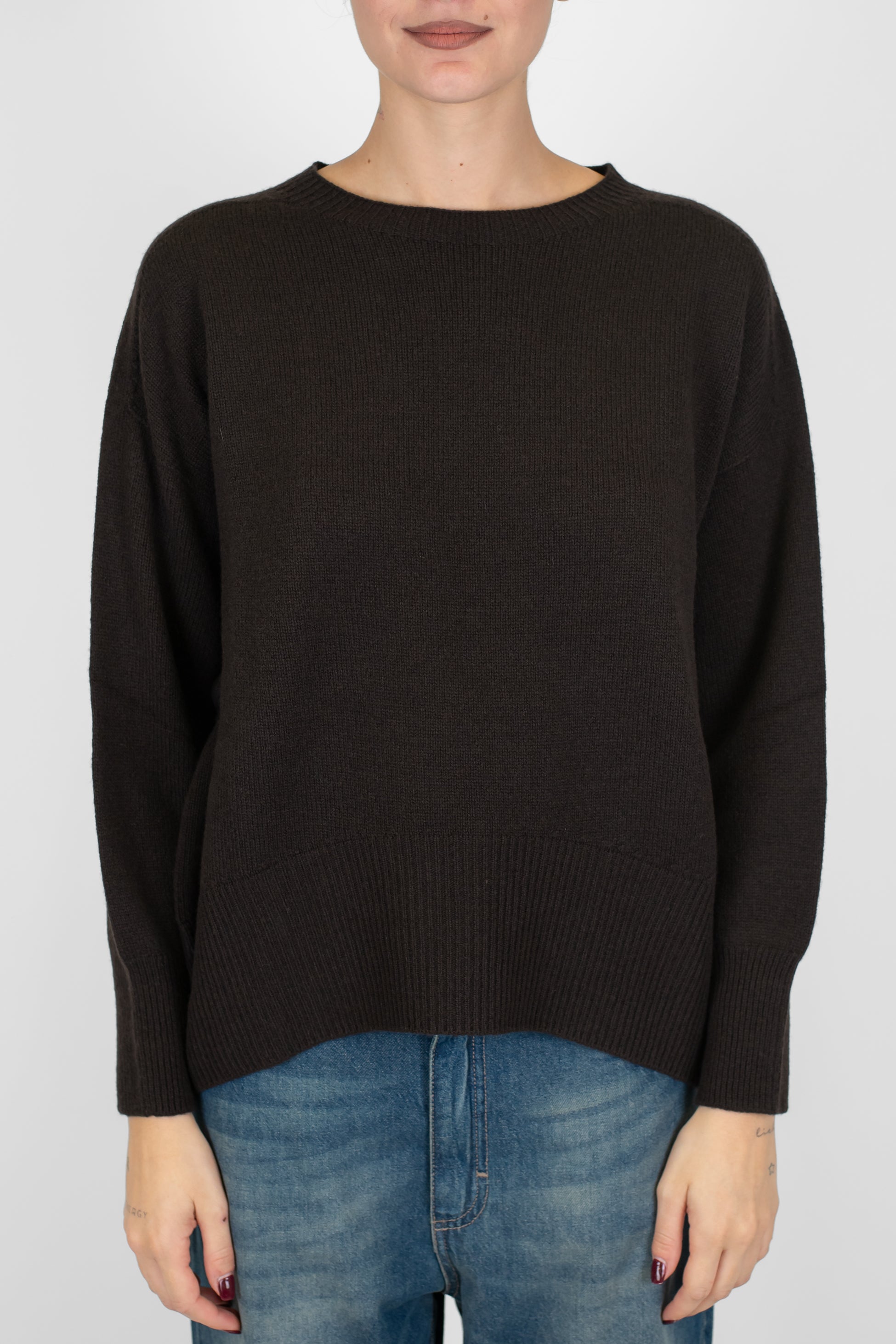 Tensione in - Maglia girocollo in misto cashmere con orlo stondato