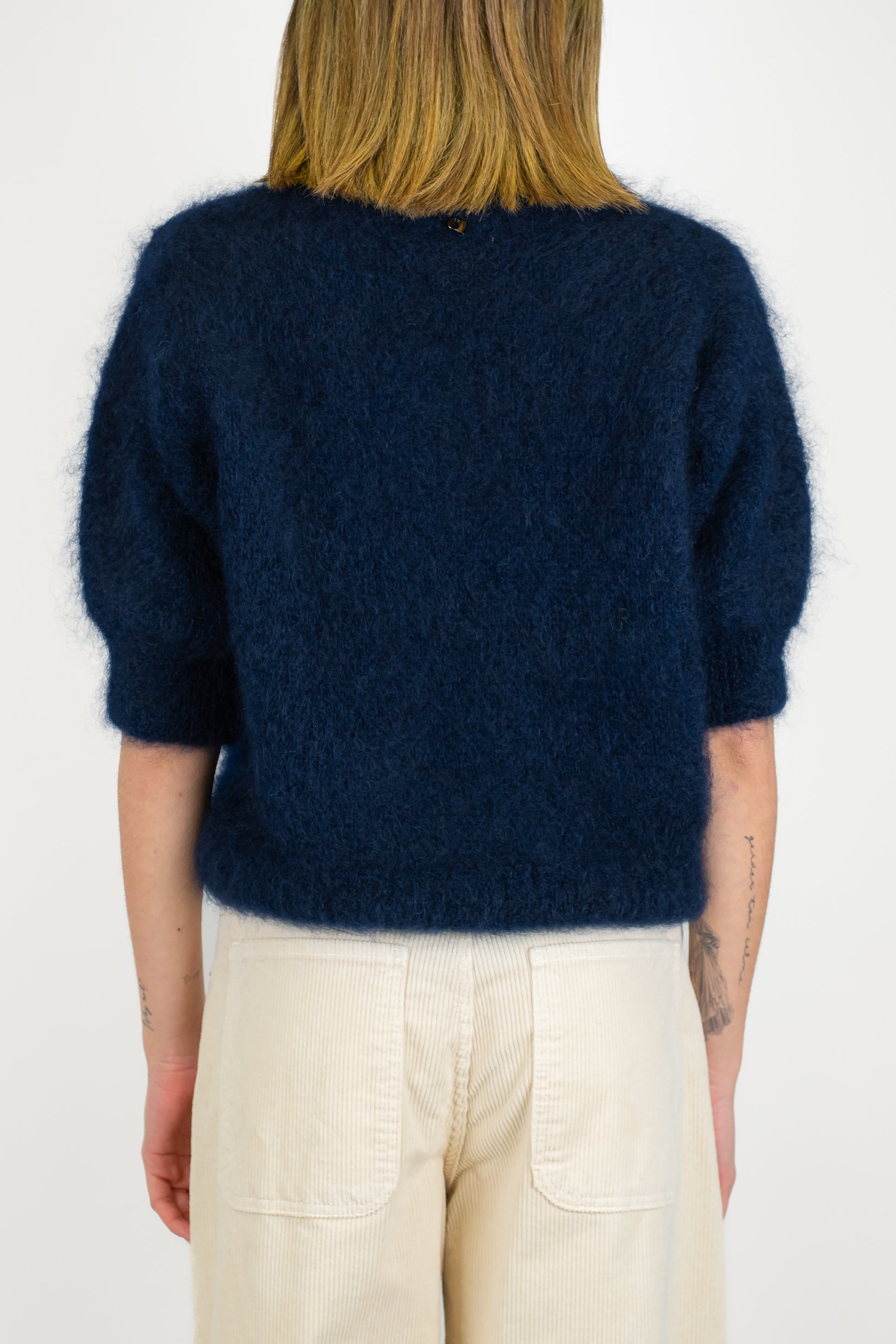 Dixie - Maglia girocollo con manica 3/4 in kid mohair