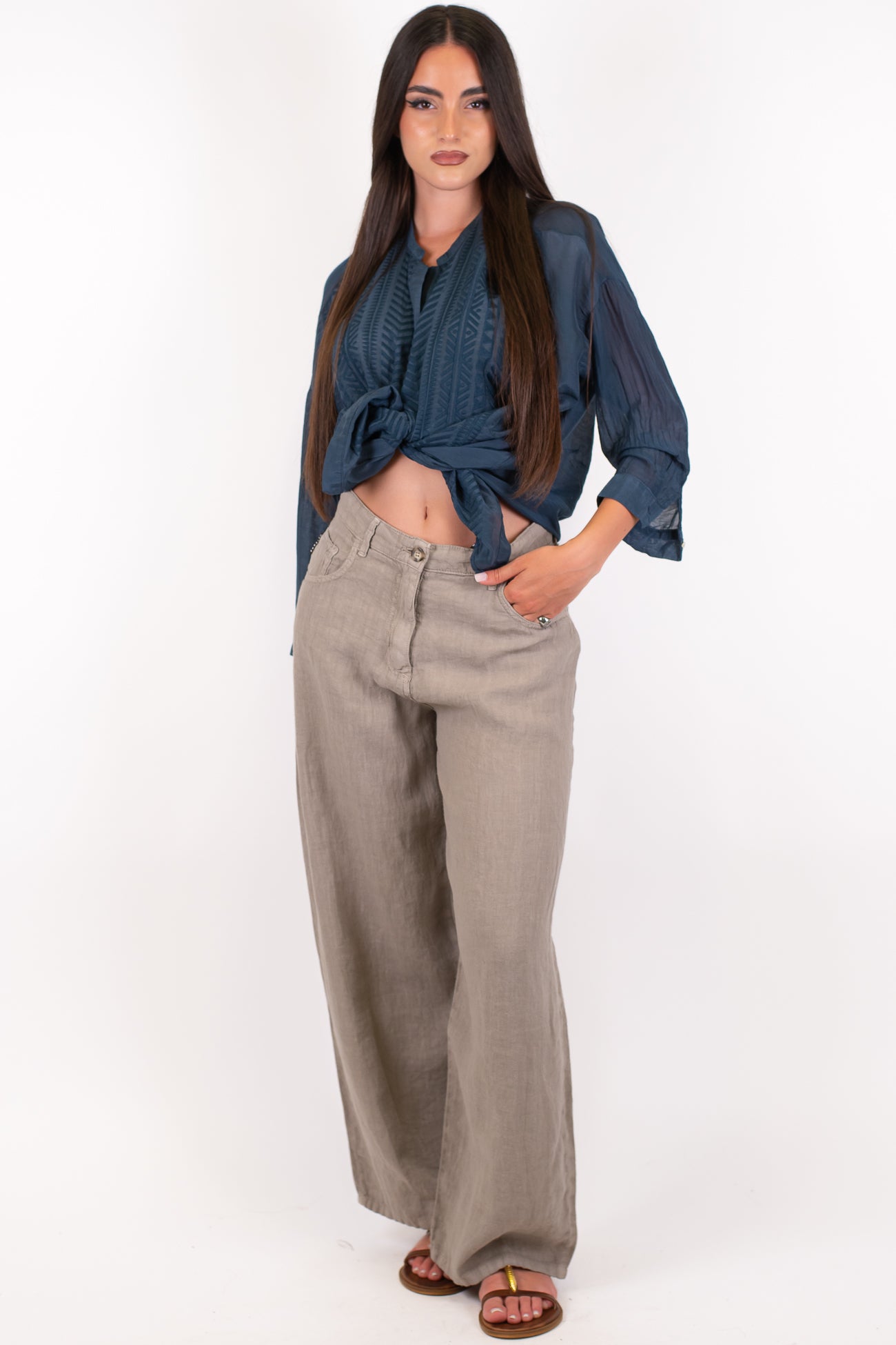 Haveone - Pantalone in puro lino modello BELLA