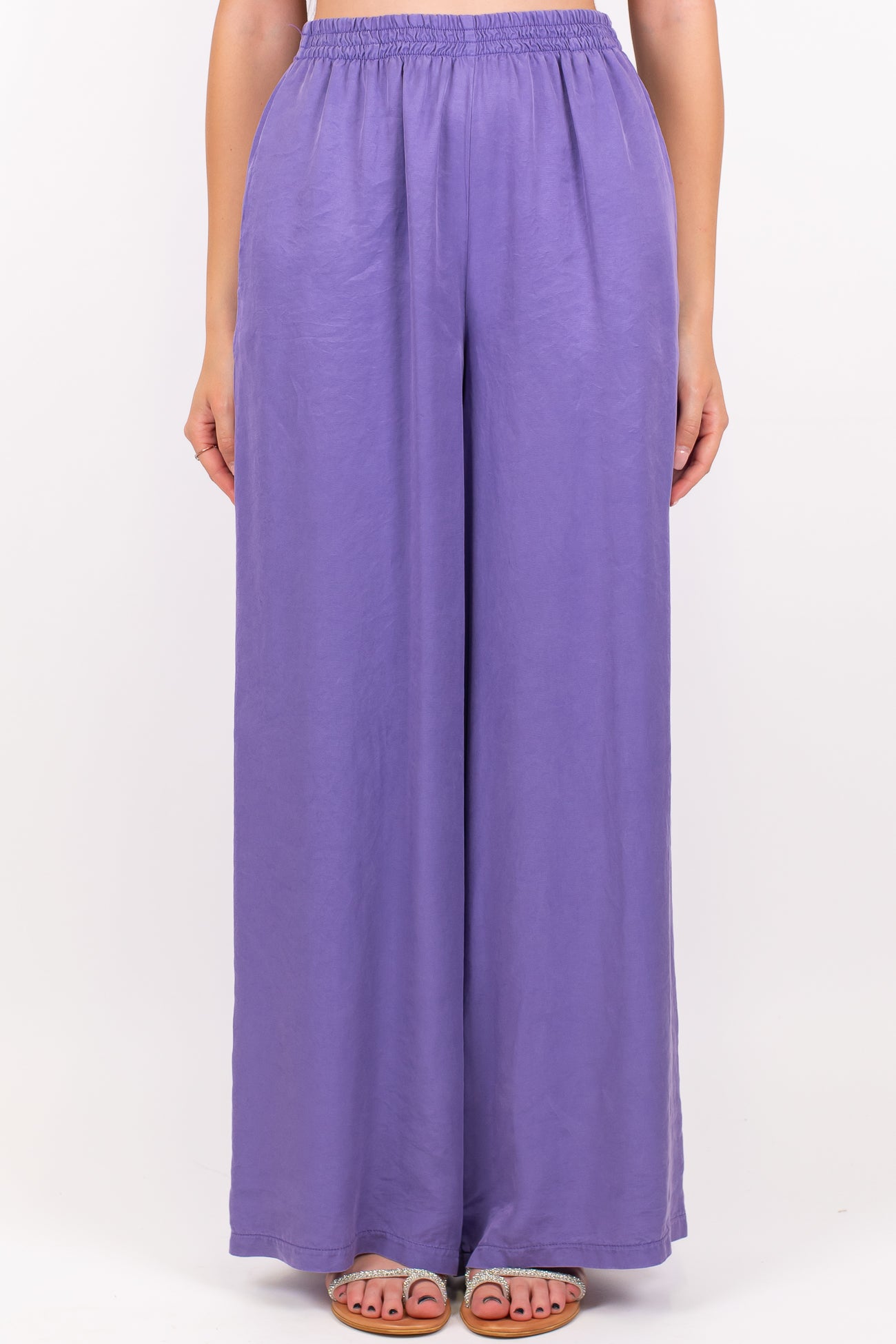 Tensione in - Pantalone palazzo in lyocell mano cupro con elastico in vita