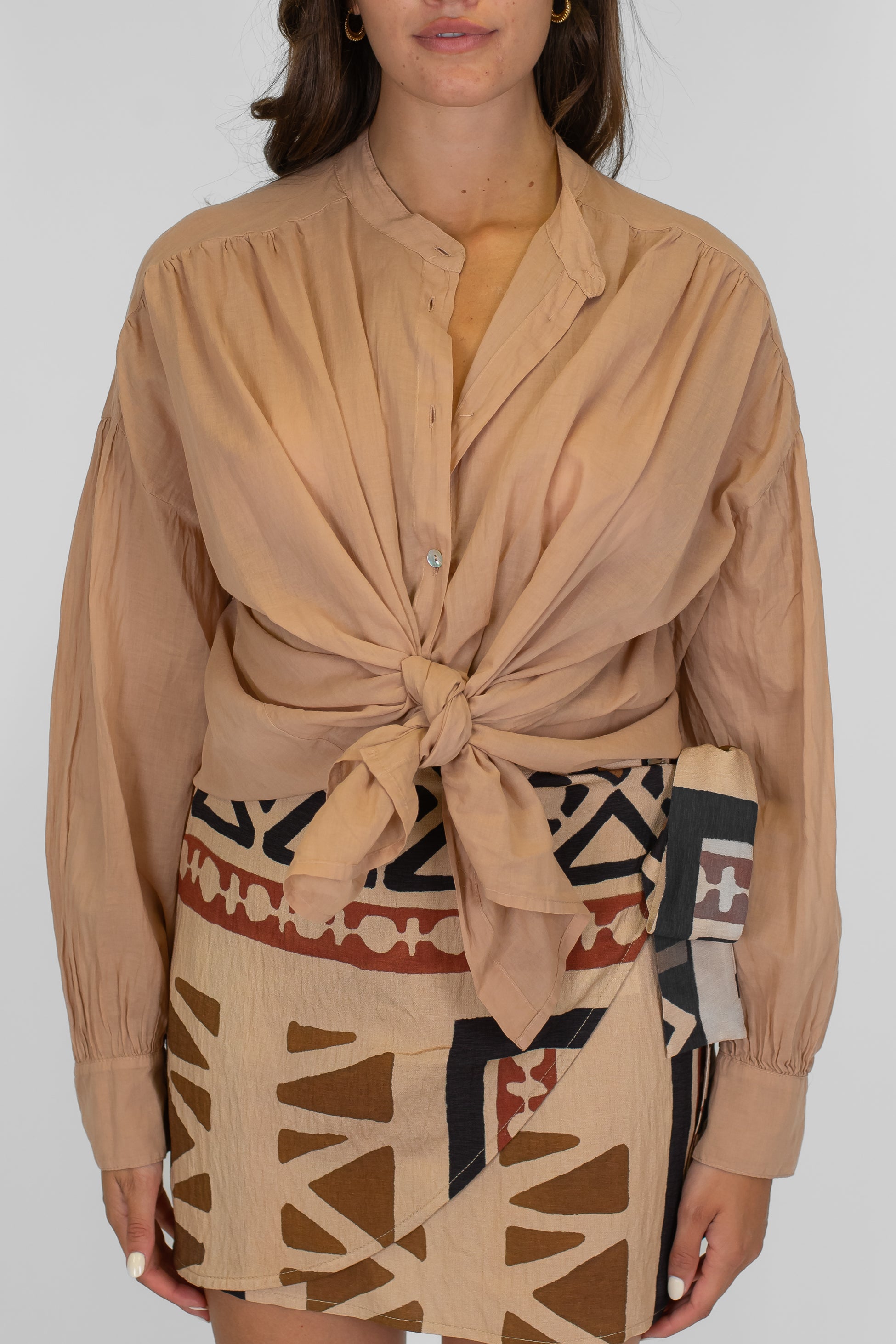 DIxie - Camicia in mussola di cotone collo coreano