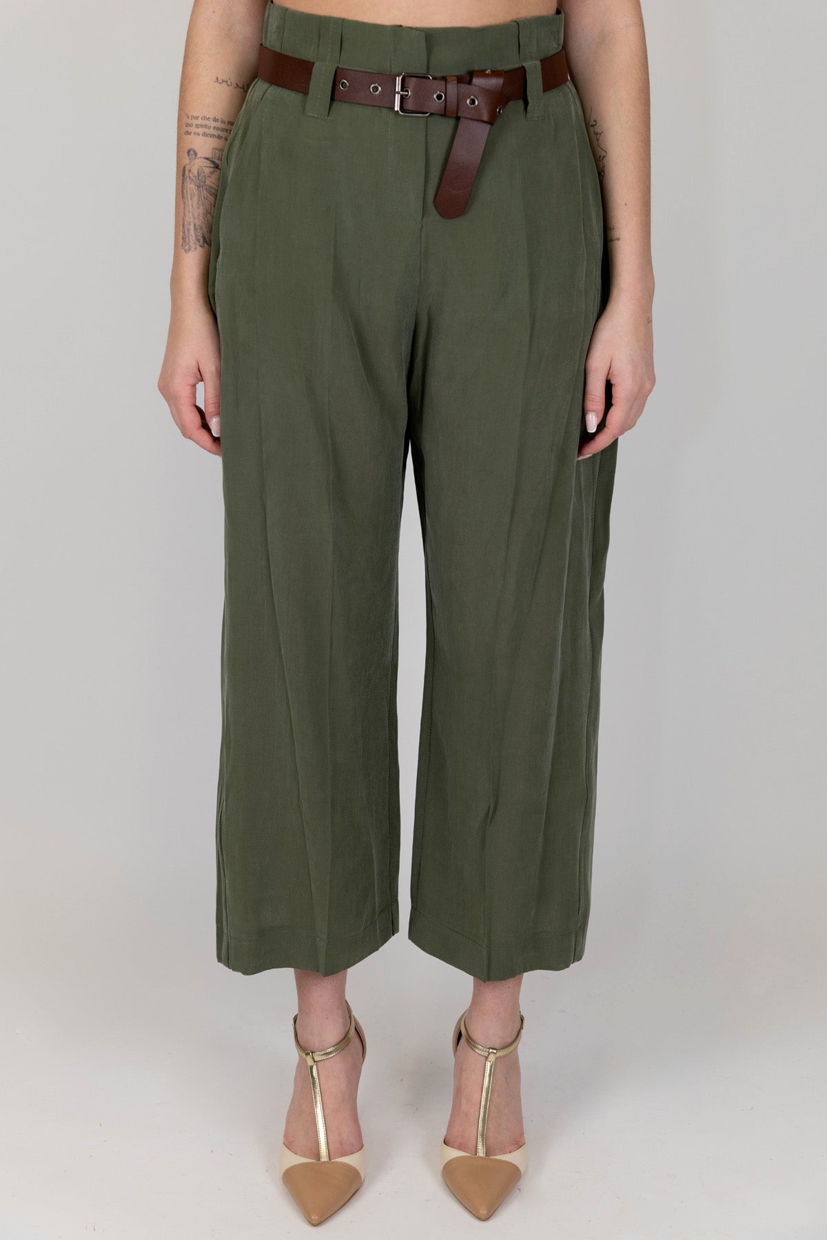 Maryley - Pantalone regular a vita alta in modal
