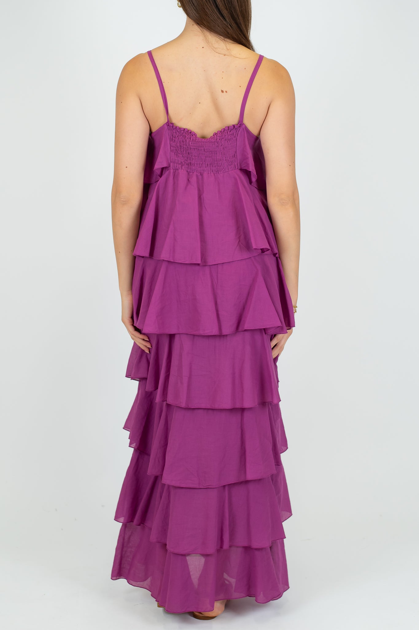 Tensione in - Abito lungo in cotone con balze