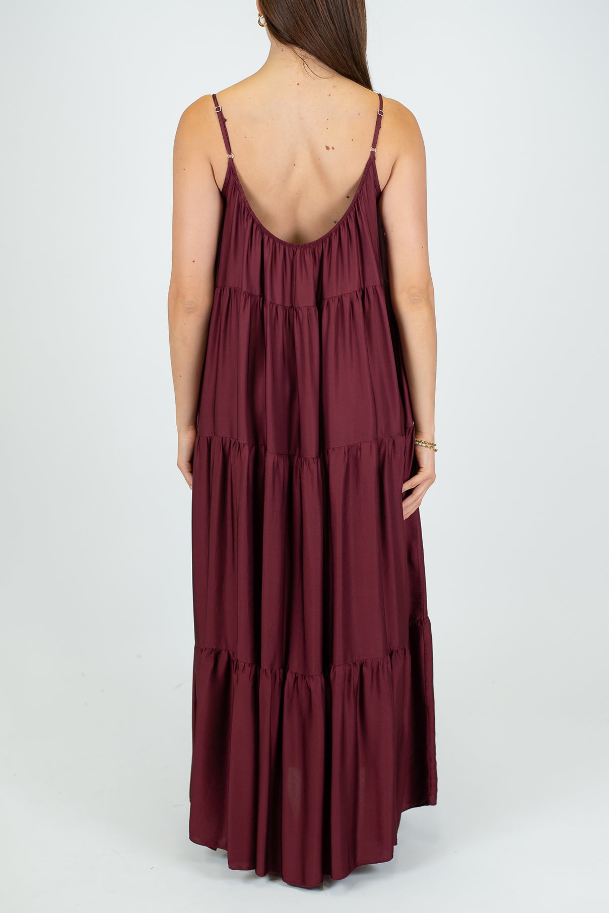 Motel - Abito lungo con balze in viscosa