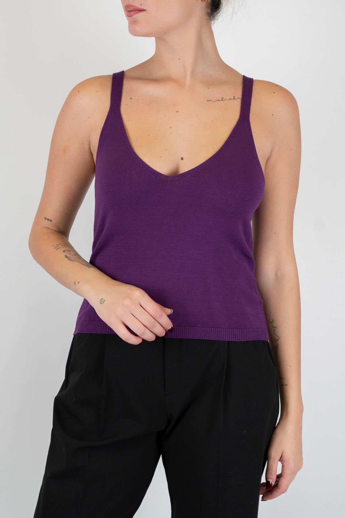 Tensione in - Top tinta unita in viscosa con bretelle