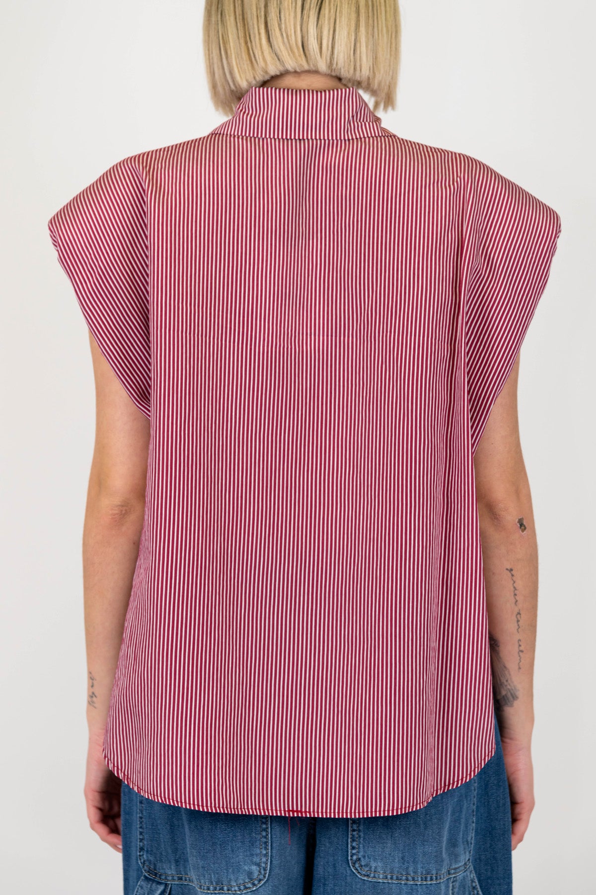 Haveone - Camicia over a righe giromaniche con spalline