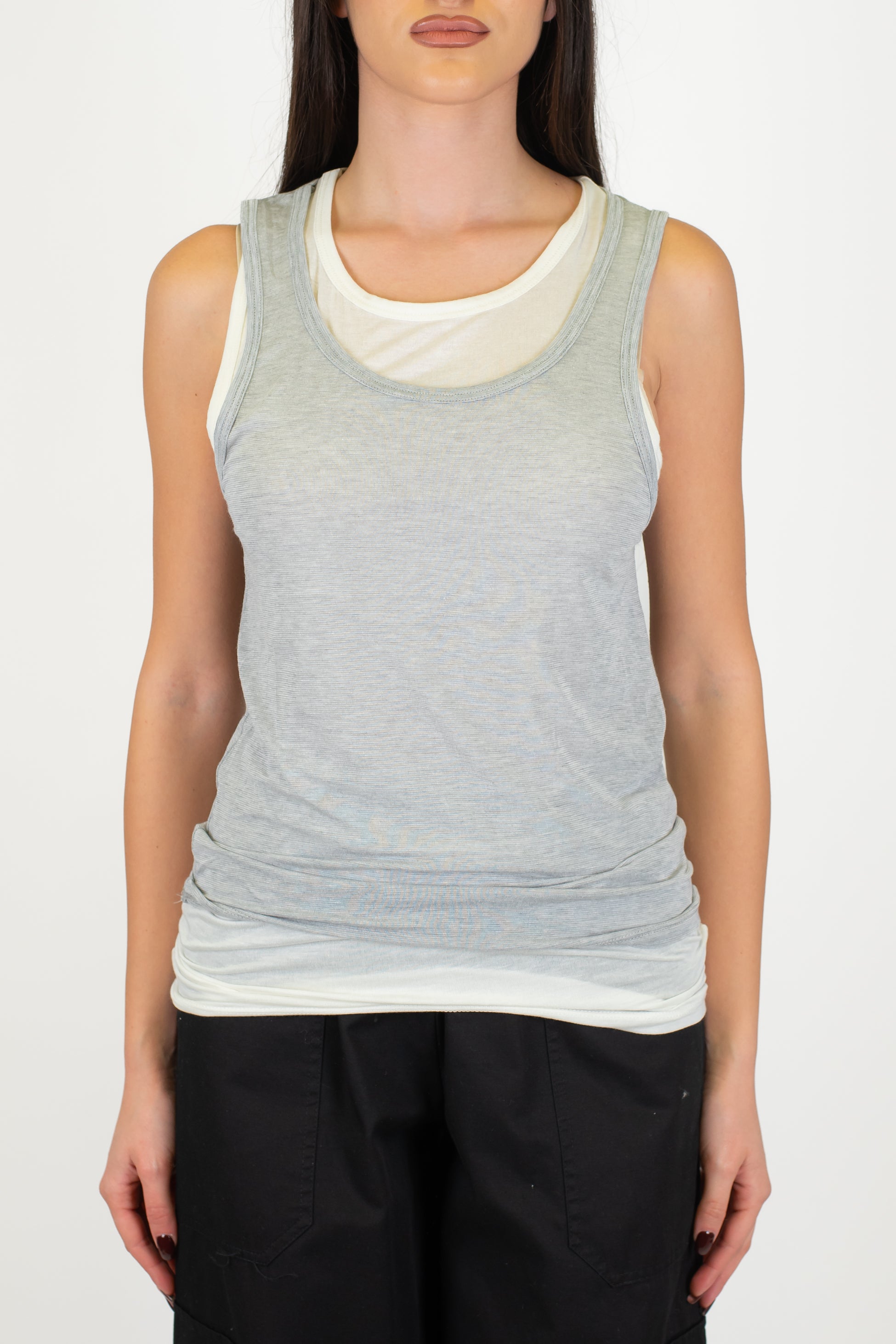 Haveone - Canotta doppio strato a contrasto in misto seta