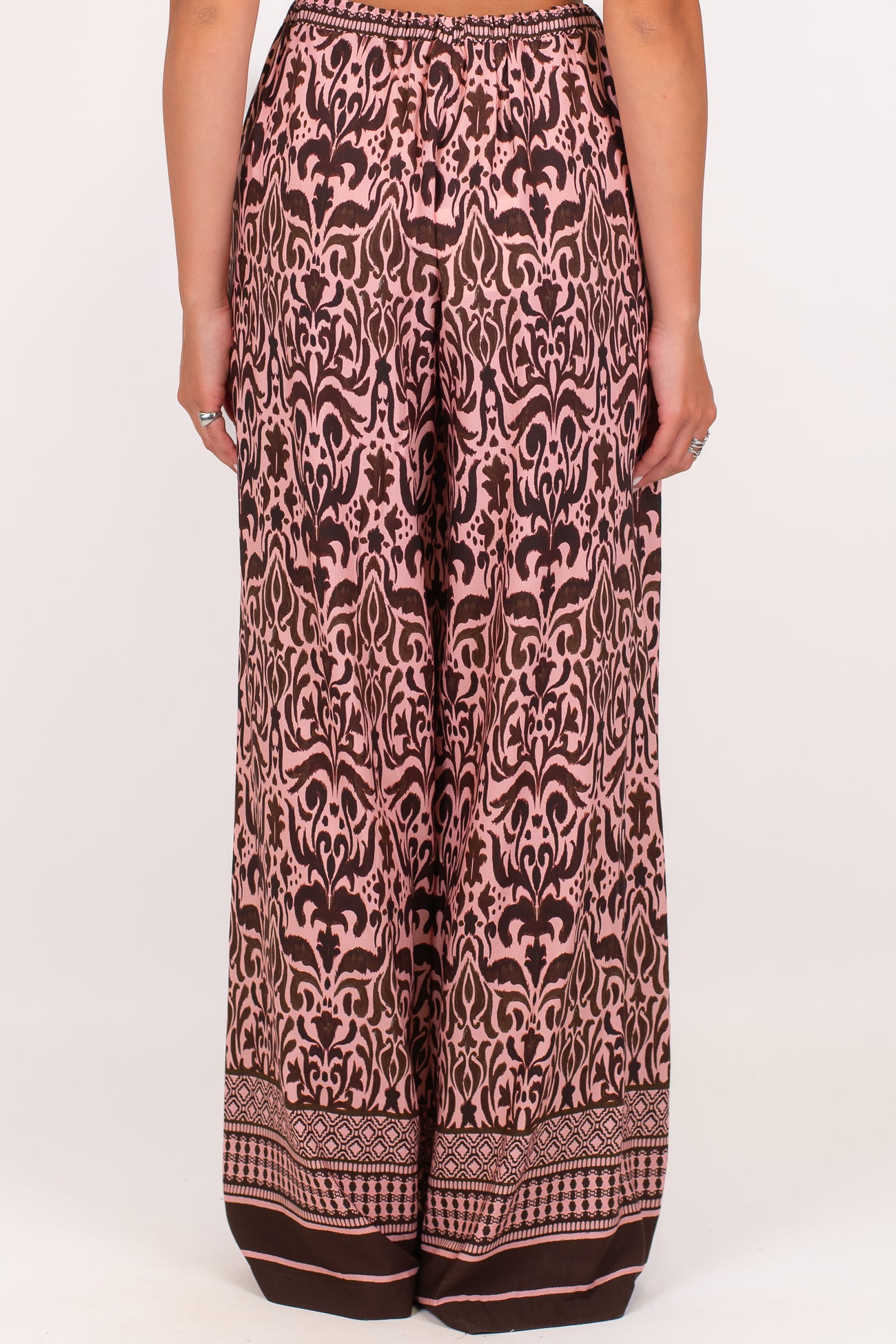 Tensione in - Pantalone palazzo fantasia etnica in viscosa leggera con coulisse