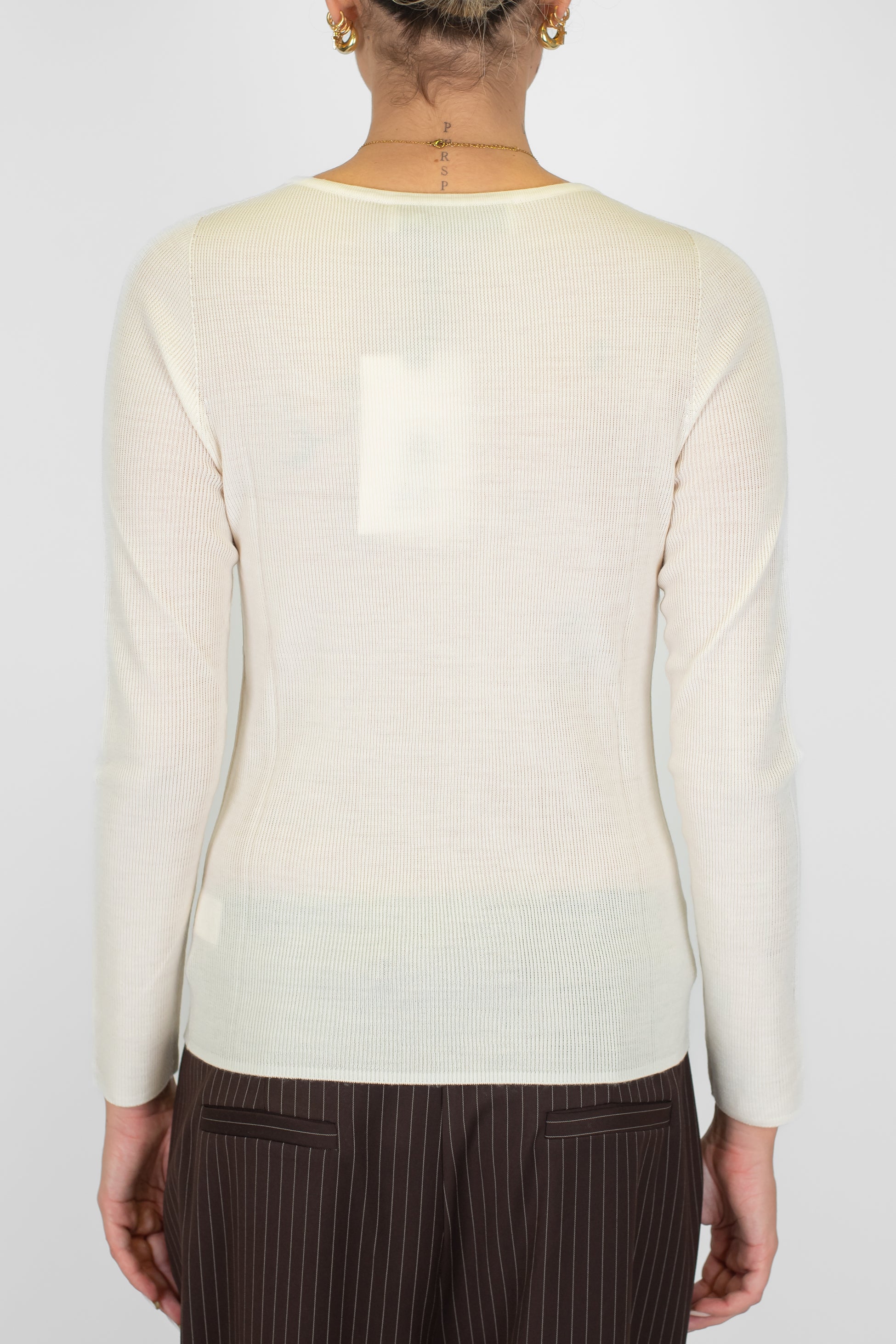 Haveone - Maglia in pura lana con scollo madonna