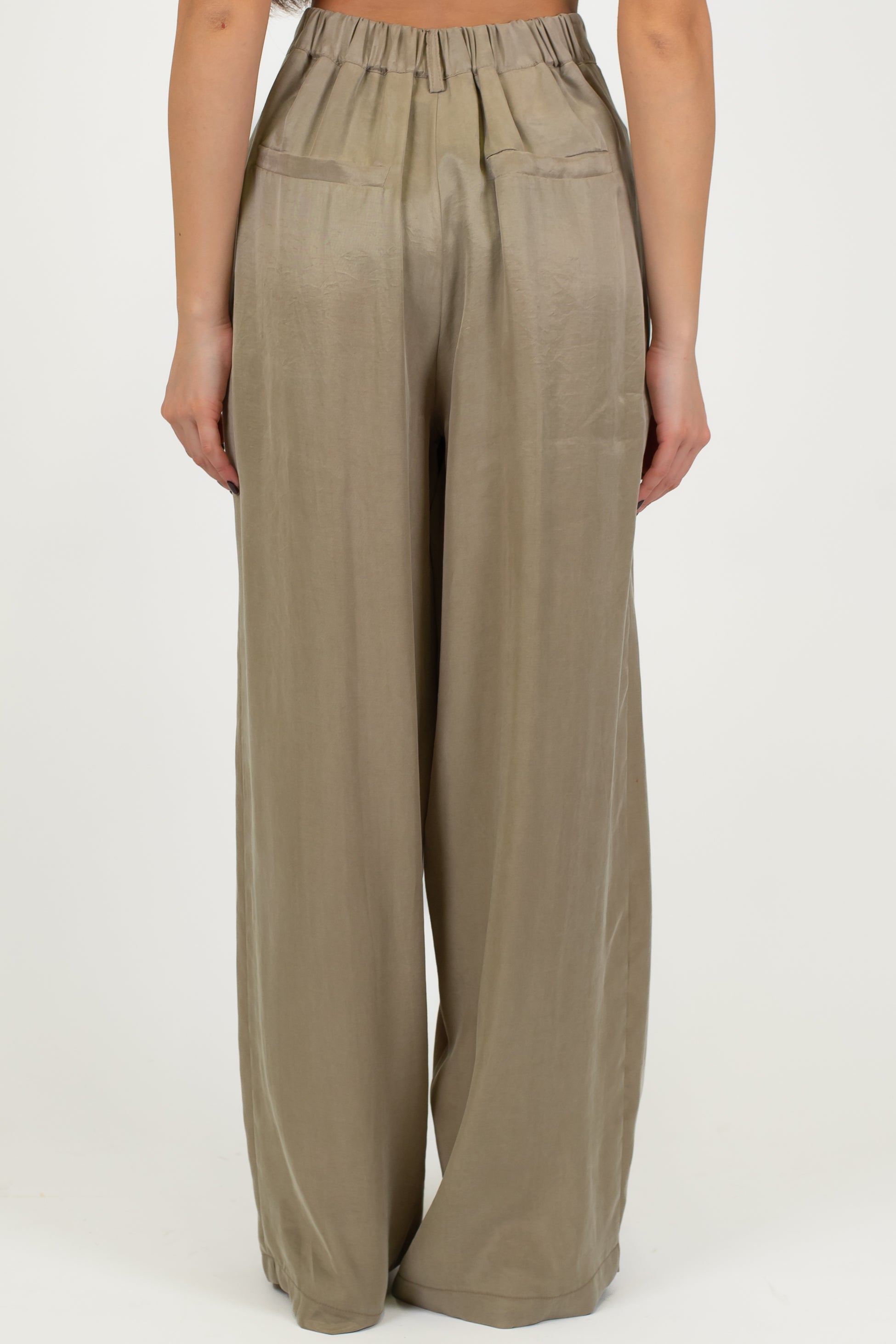 Motel - Pantalone palazzo in lyocell effetto seta con pinces