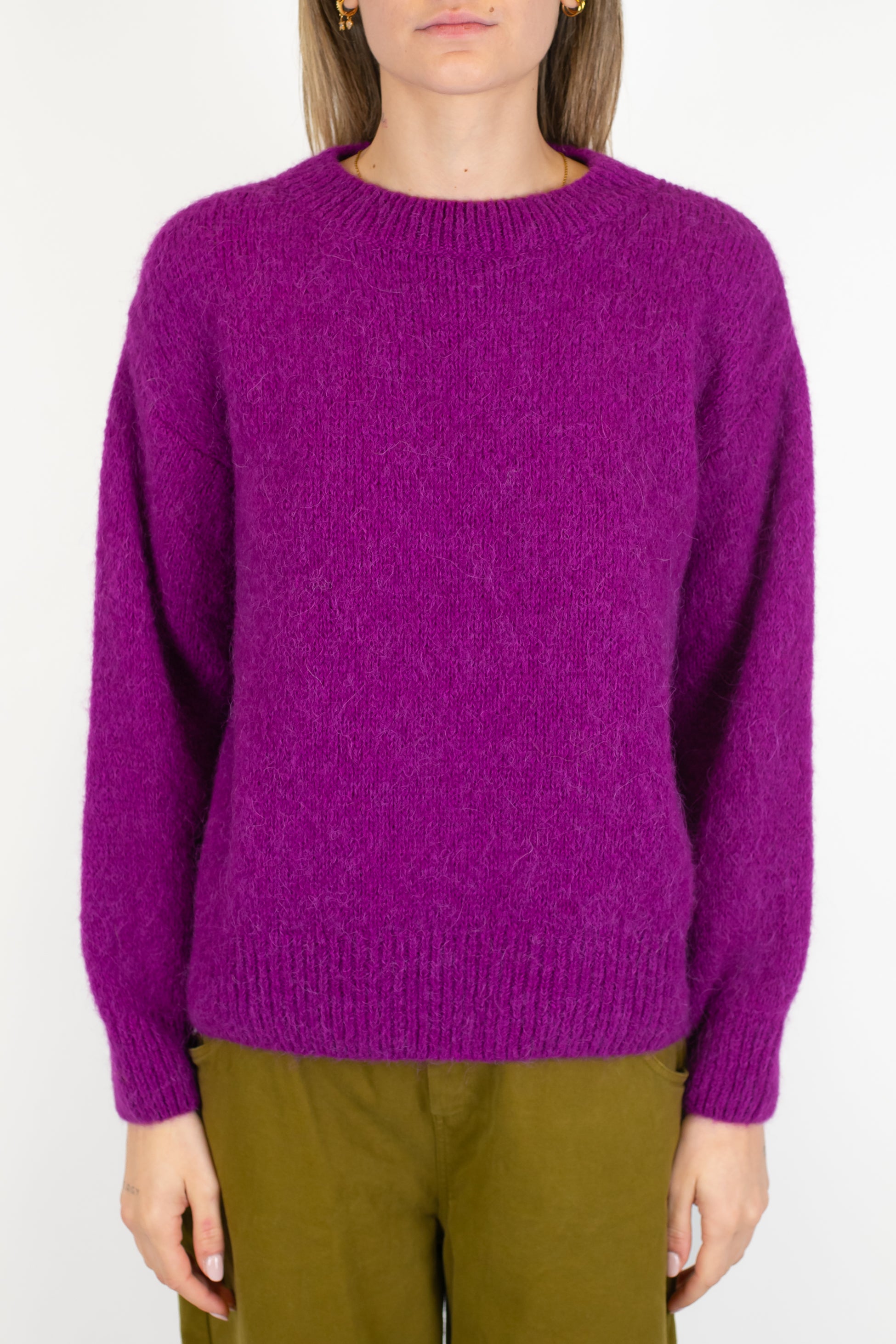 Dixie - Maglia girocollo maniche lunghe in baby alpaca